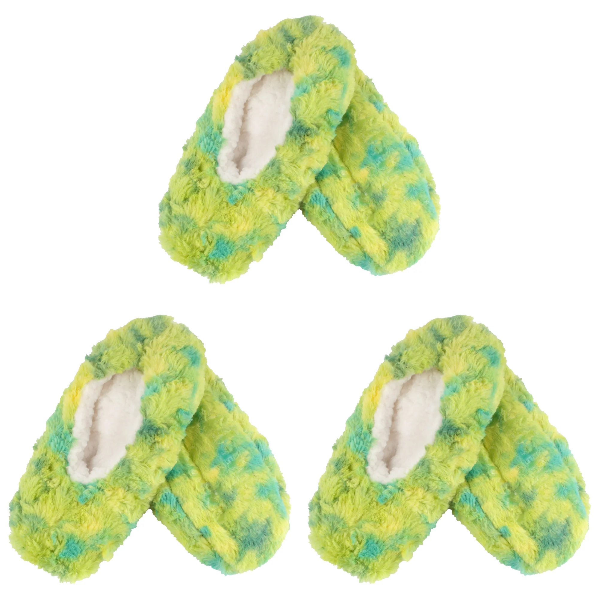 Women's Multicolor Fuzzy Slippers: 3 Pairs - Image 9
