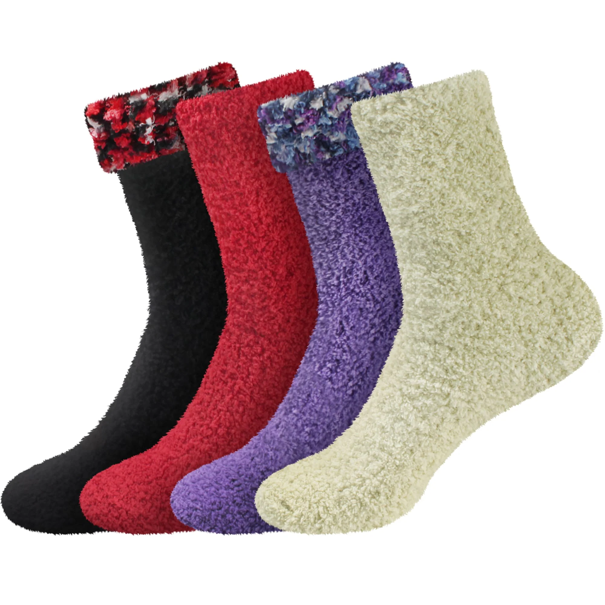 Assorted Fuzzy Stripe Solid Non-Slip Home Socks - Image 101