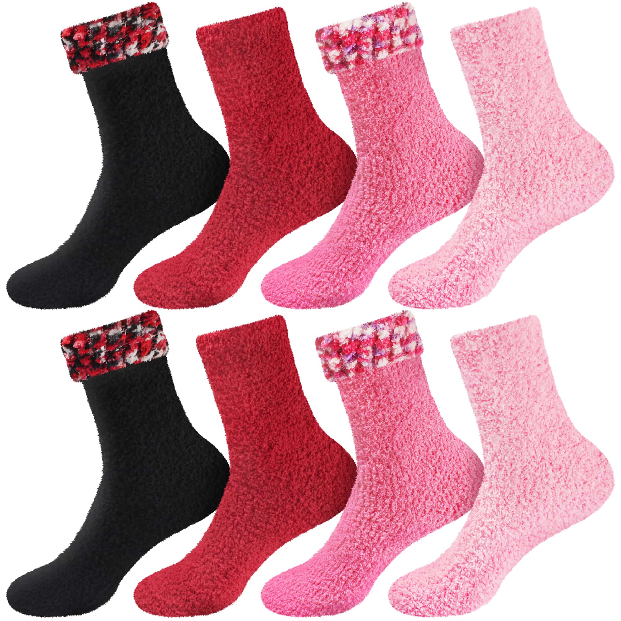 Assorted Fuzzy Stripe Solid Non-Slip Home Socks - Image 106