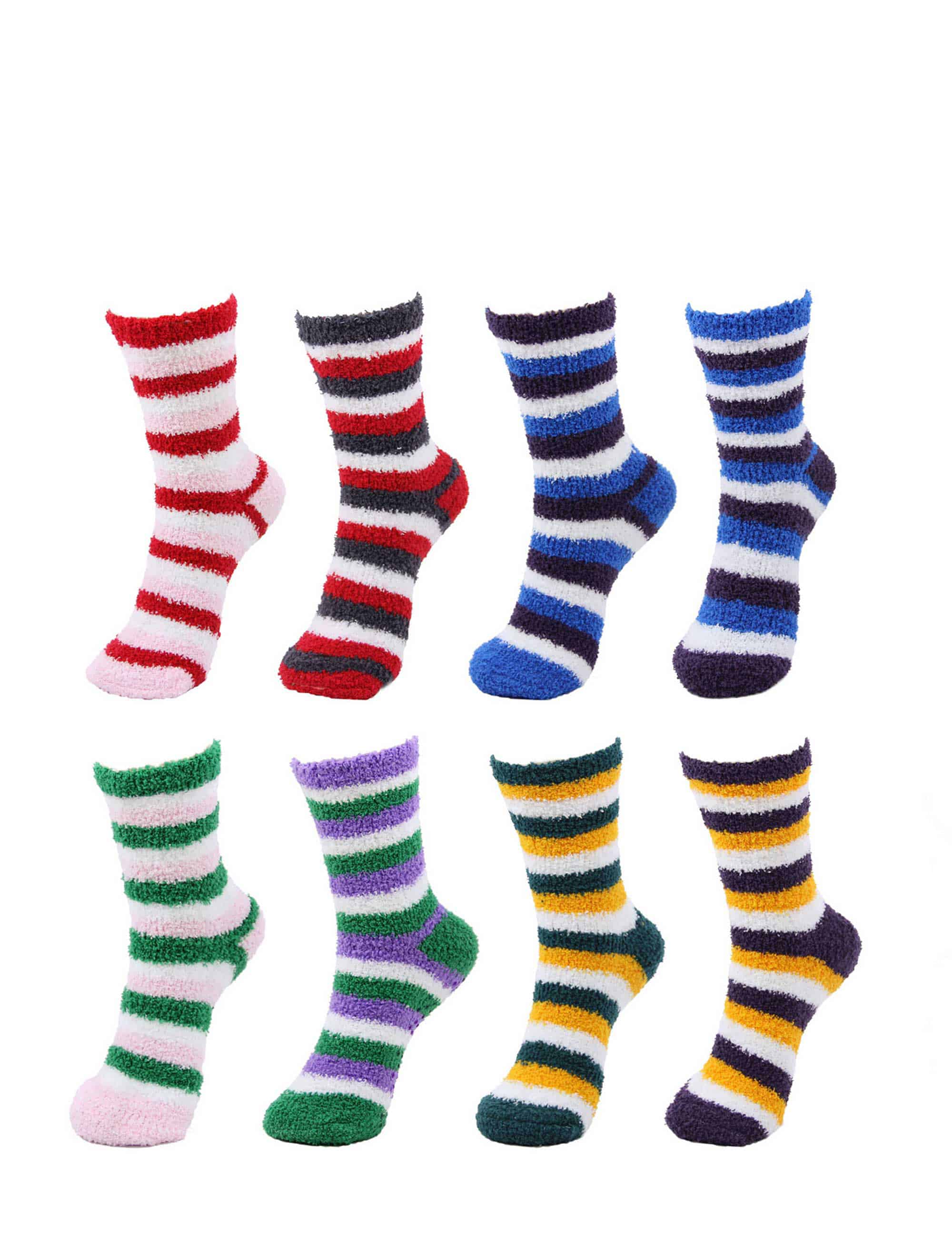 Assorted Fuzzy Stripe Solid Non-Slip Home Socks - Image 14