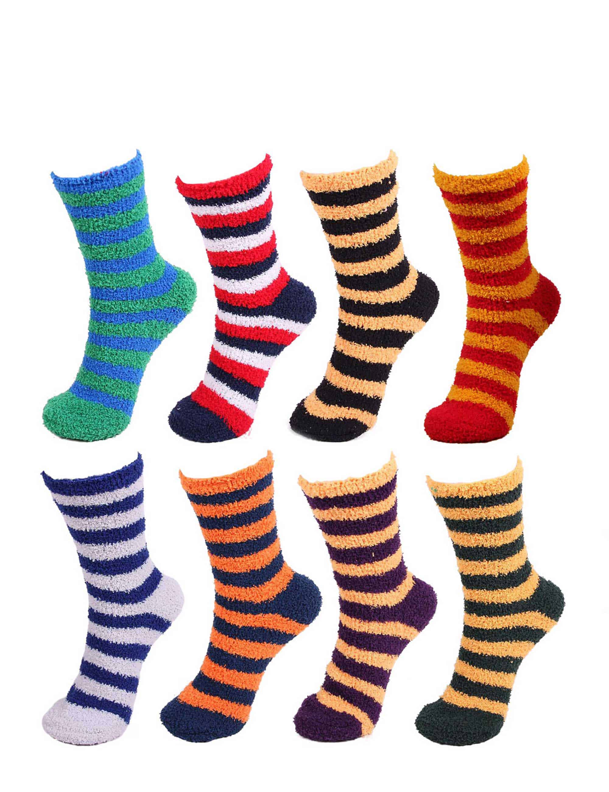 Assorted Fuzzy Stripe Solid Non-Slip Home Socks - Image 15