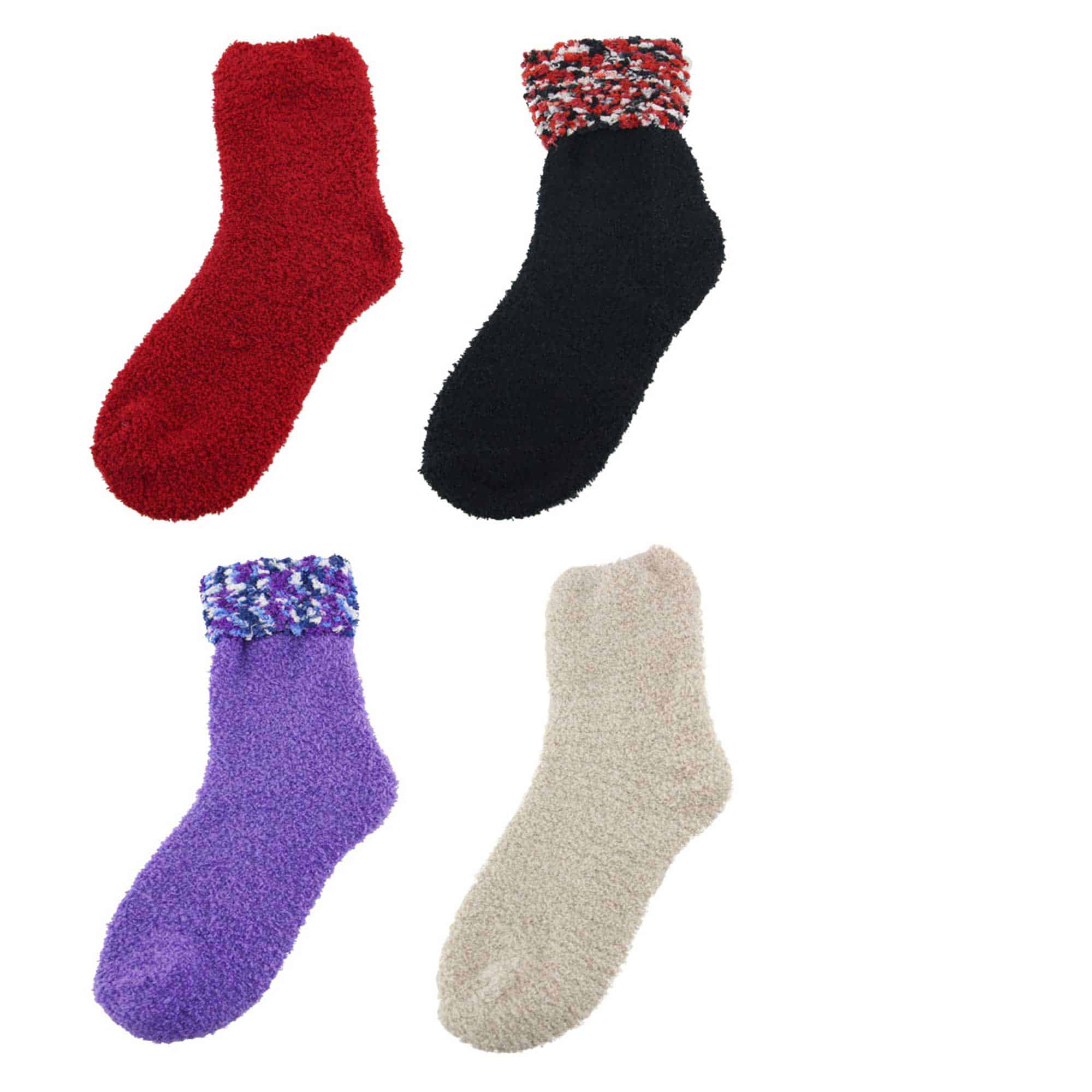 Assorted Fuzzy Stripe Solid Non-Slip Home Socks - Image 17