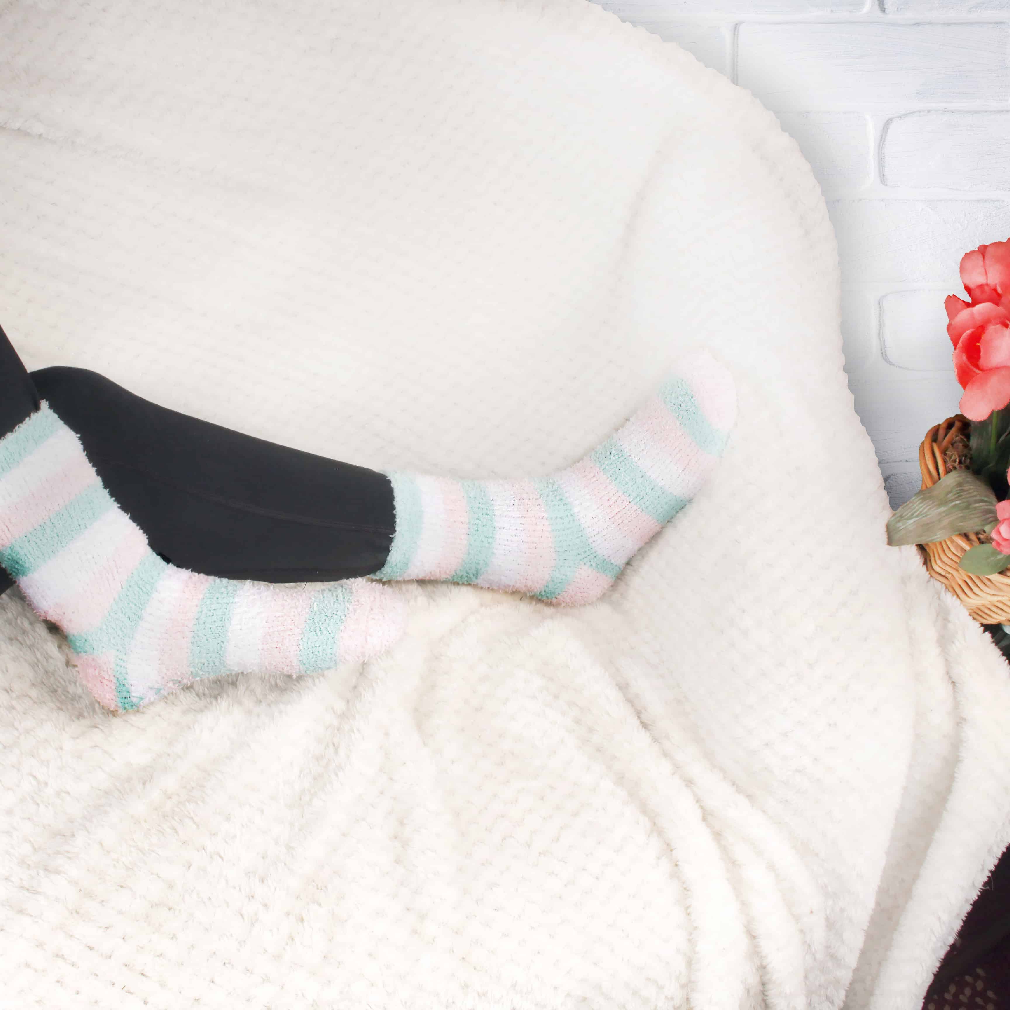 Assorted Fuzzy Stripe Solid Non-Slip Home Socks - Image 2