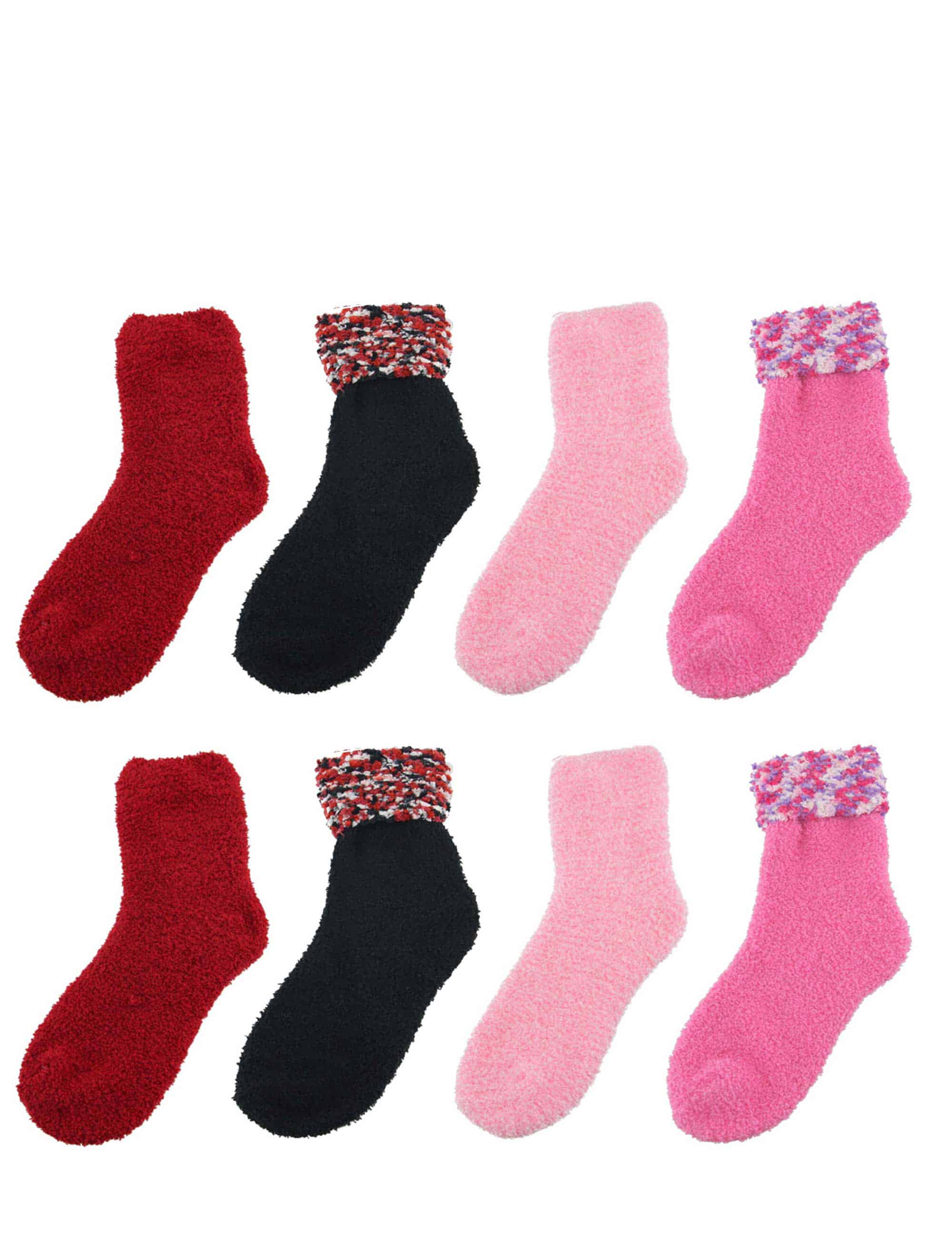Assorted Fuzzy Stripe Solid Non-Slip Home Socks - Image 22