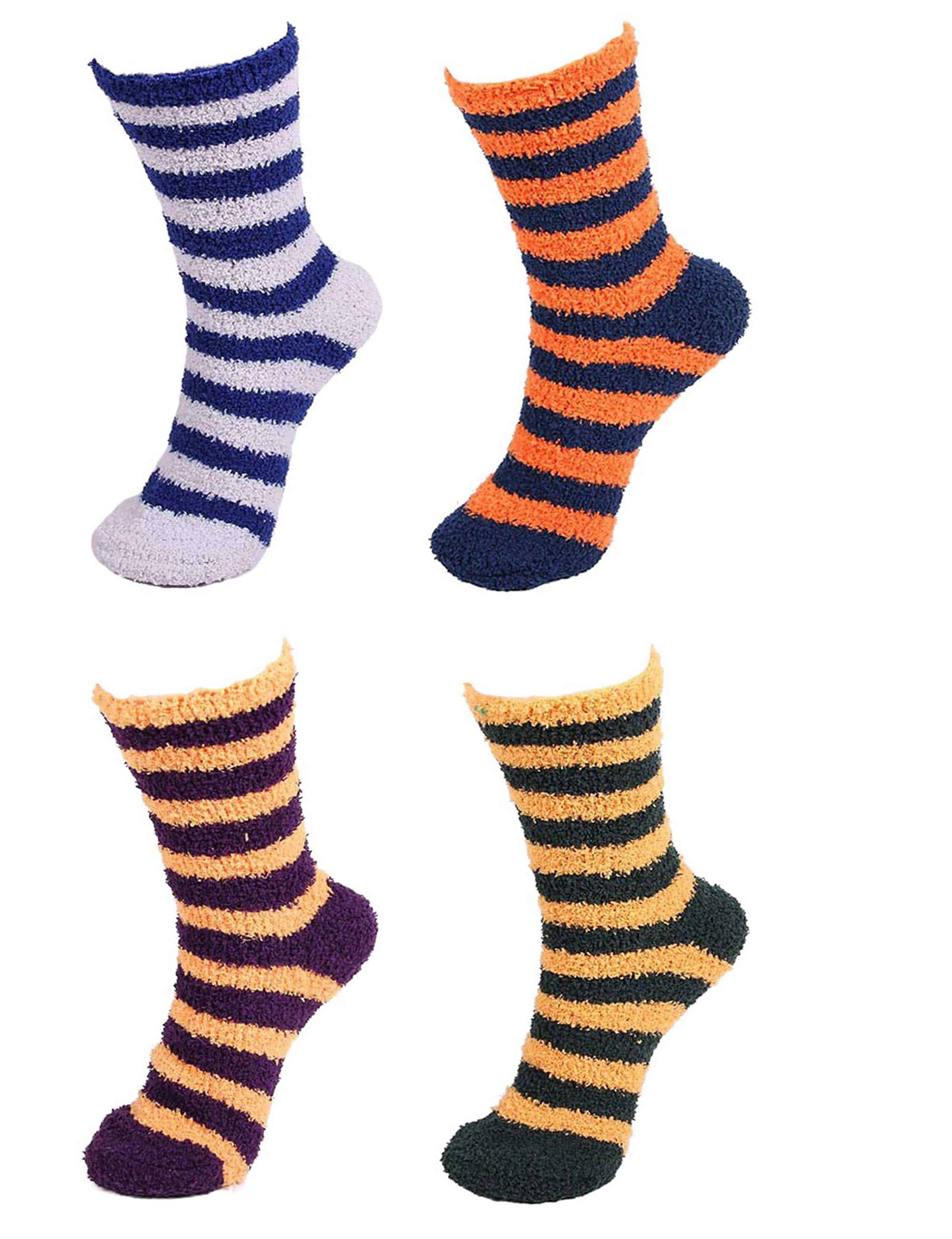 Assorted Fuzzy Stripe Solid Non-Slip Home Socks - Image 25