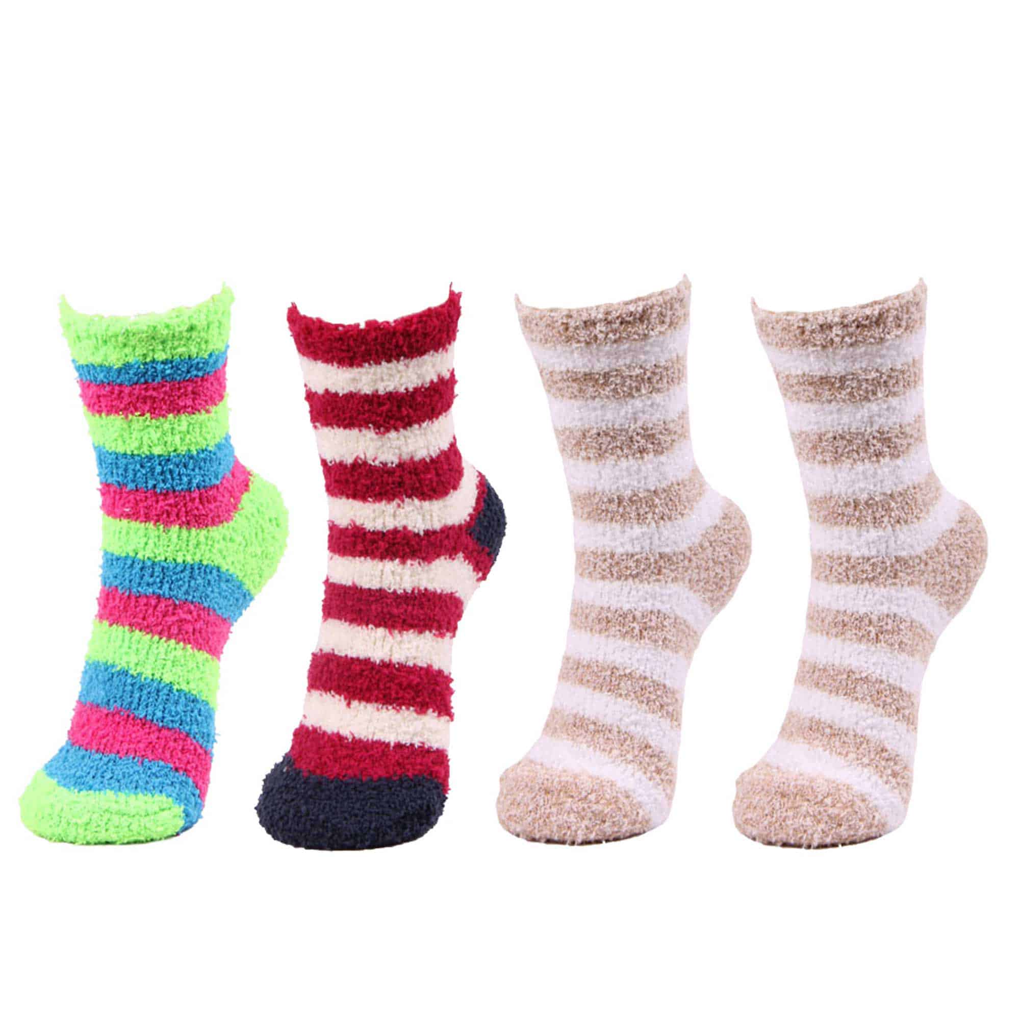 Assorted Fuzzy Stripe Solid Non-Slip Home Socks - Image 26