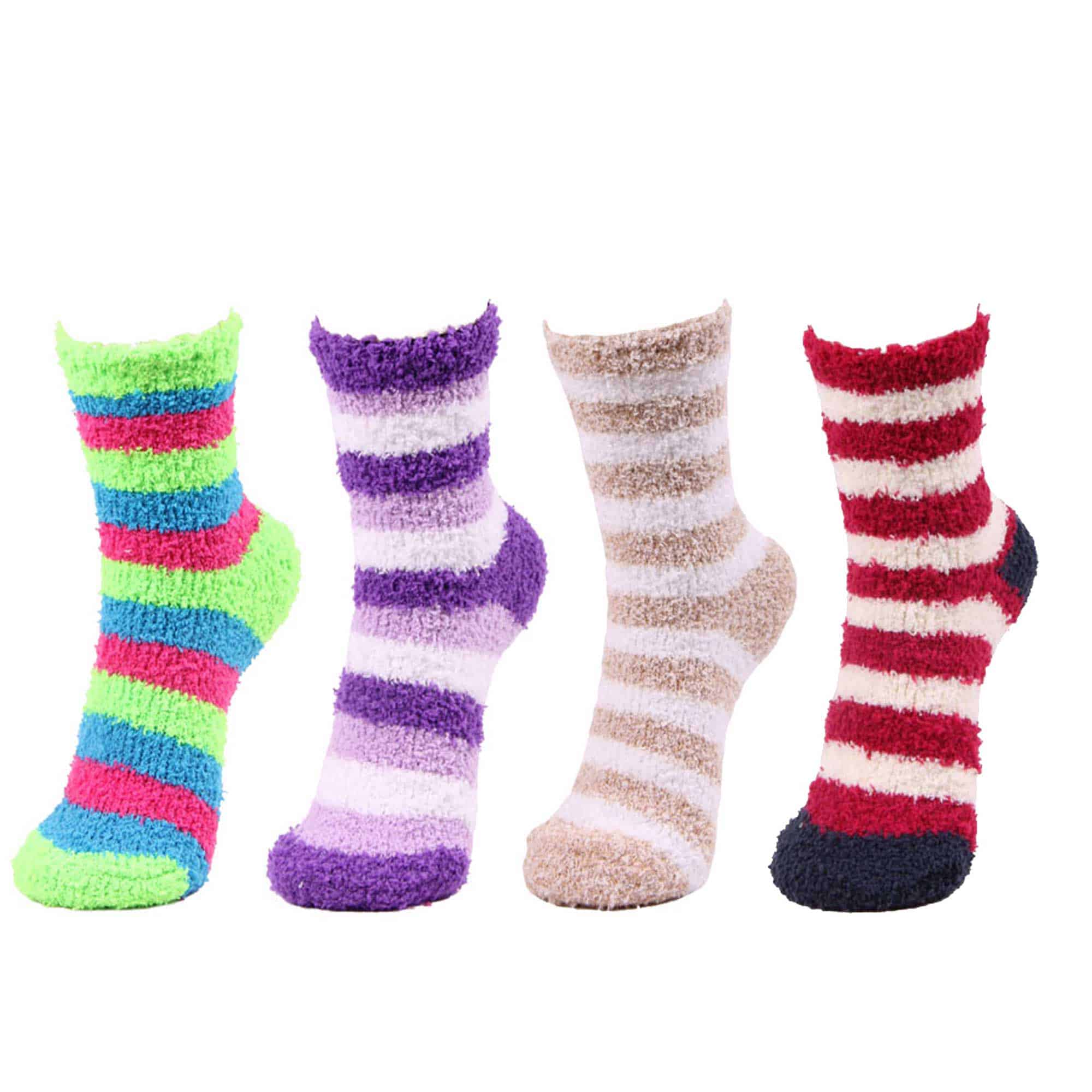 Assorted Fuzzy Stripe Solid Non-Slip Home Socks - Image 27
