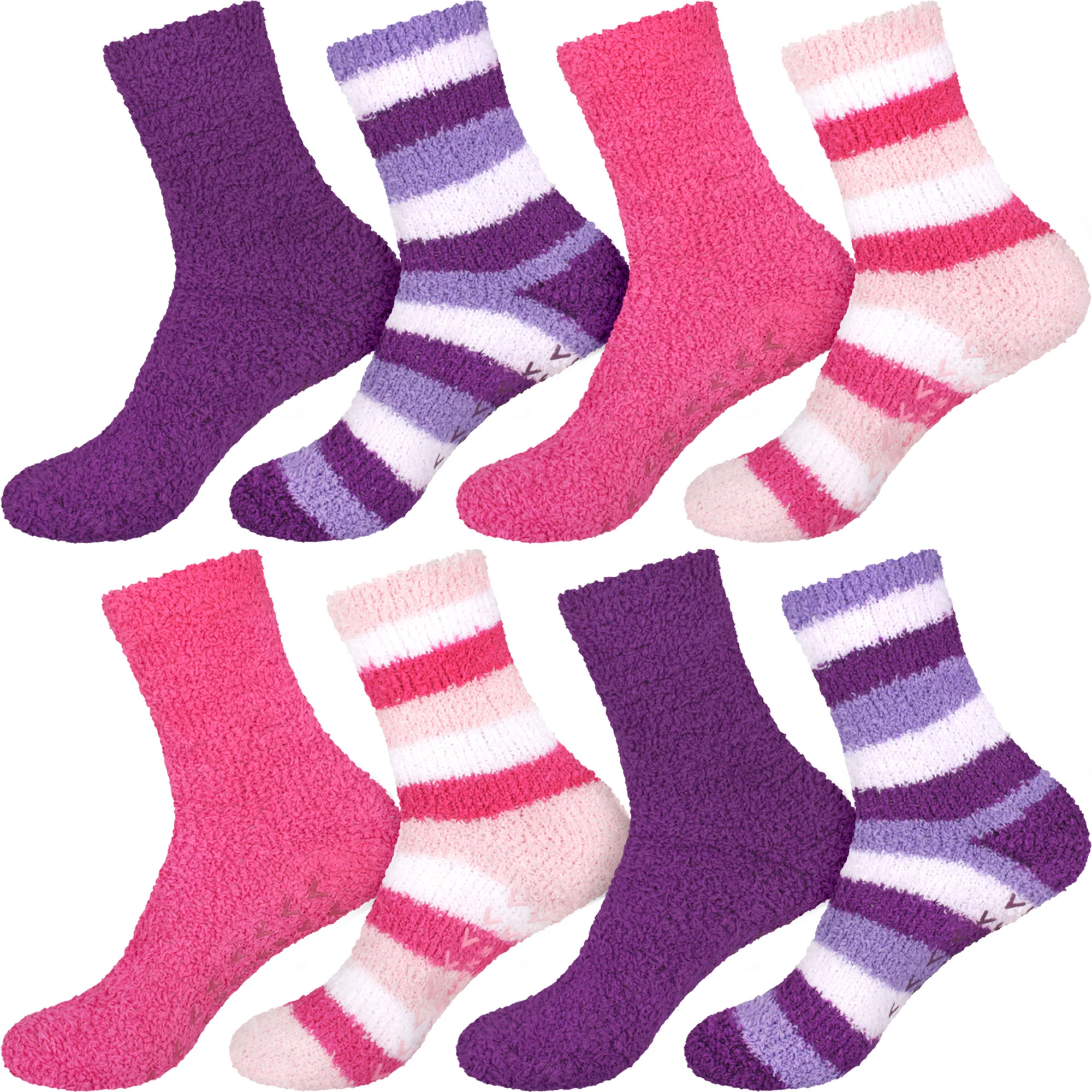 Assorted Fuzzy Stripe Solid Non-Slip Home Socks - Image 41