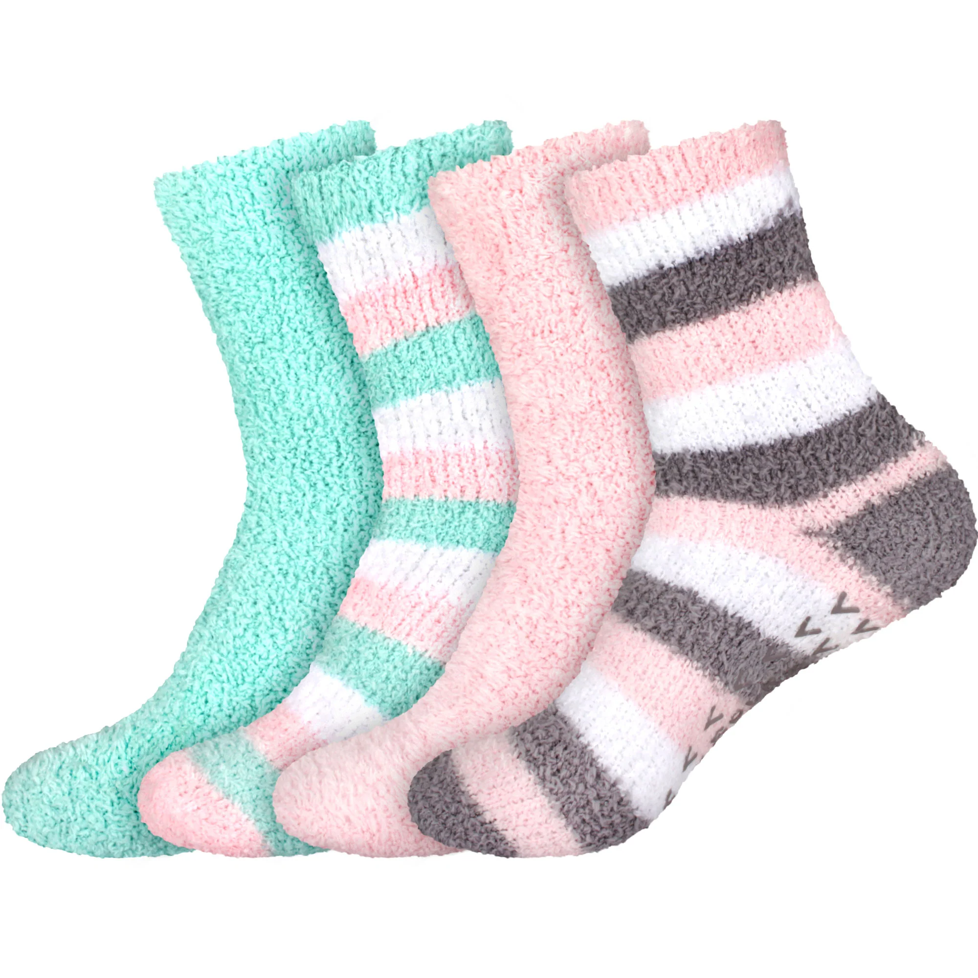 Assorted Fuzzy Stripe Solid Non-Slip Home Socks - Image 51