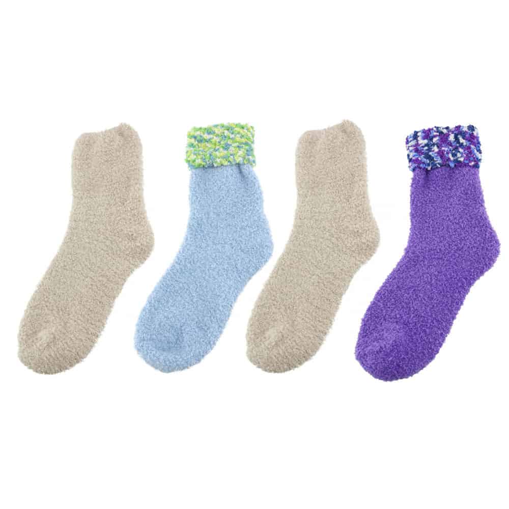 Assorted Fuzzy Stripe Solid Non-Slip Home Socks - Image 8