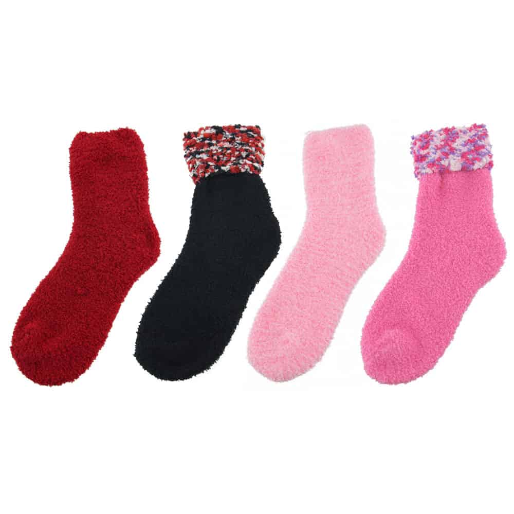 Assorted Fuzzy Stripe Solid Non-Slip Home Socks - Image 9