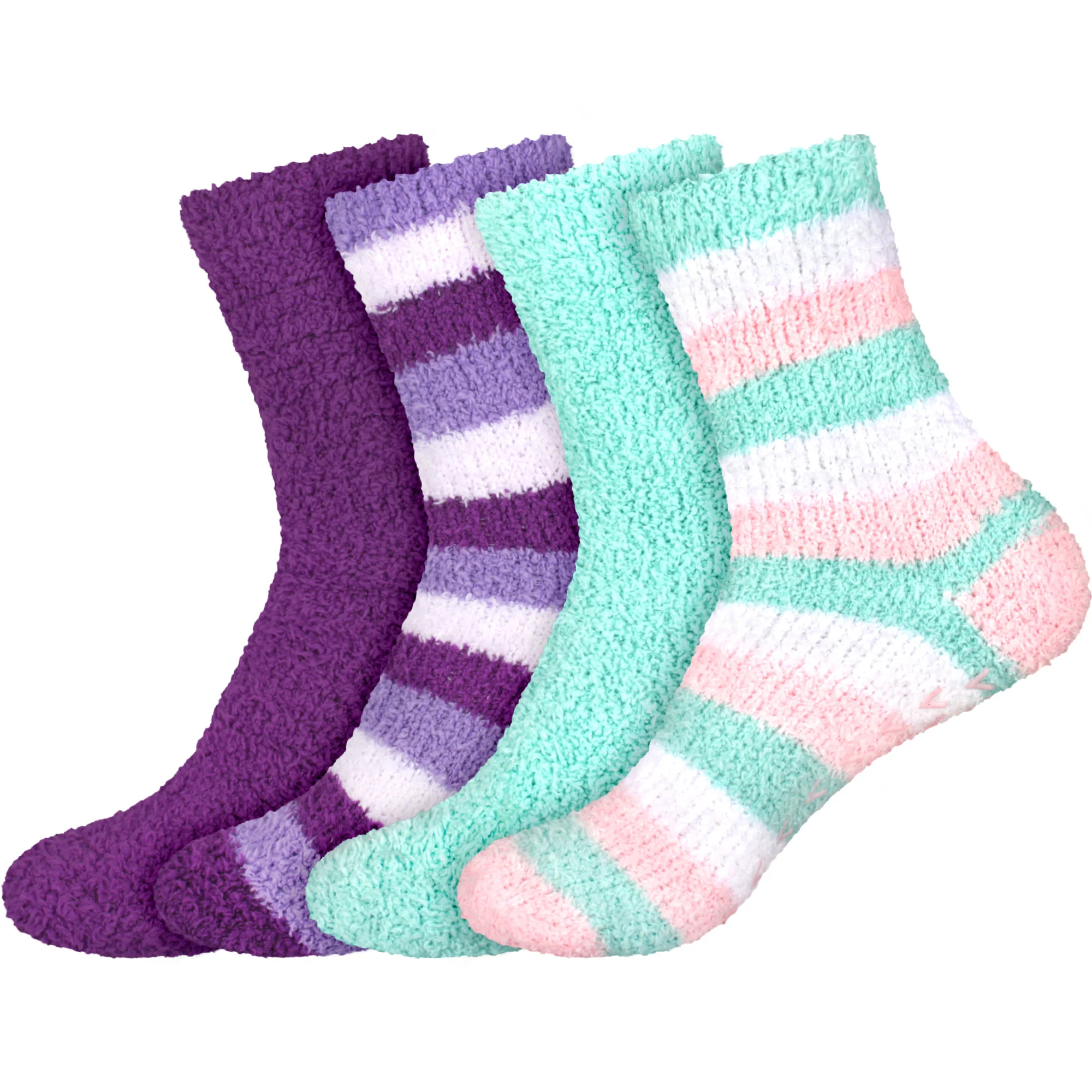 Assorted Fuzzy Stripe Solid Non-Slip Home Socks - Image 96