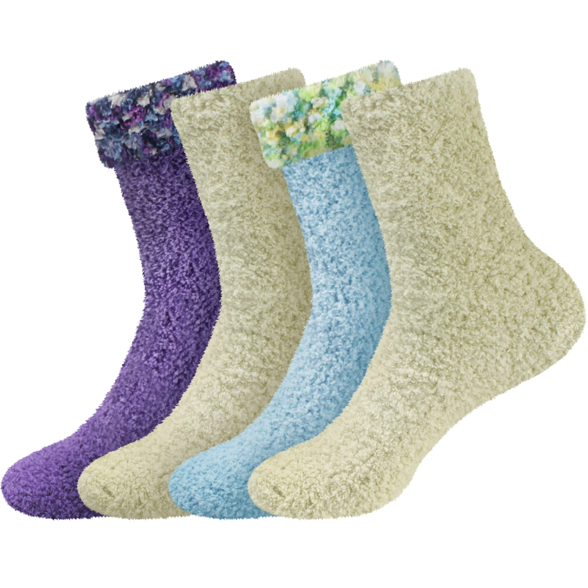 Assorted Fuzzy Stripe Solid Non-Slip Home Socks - Image 98