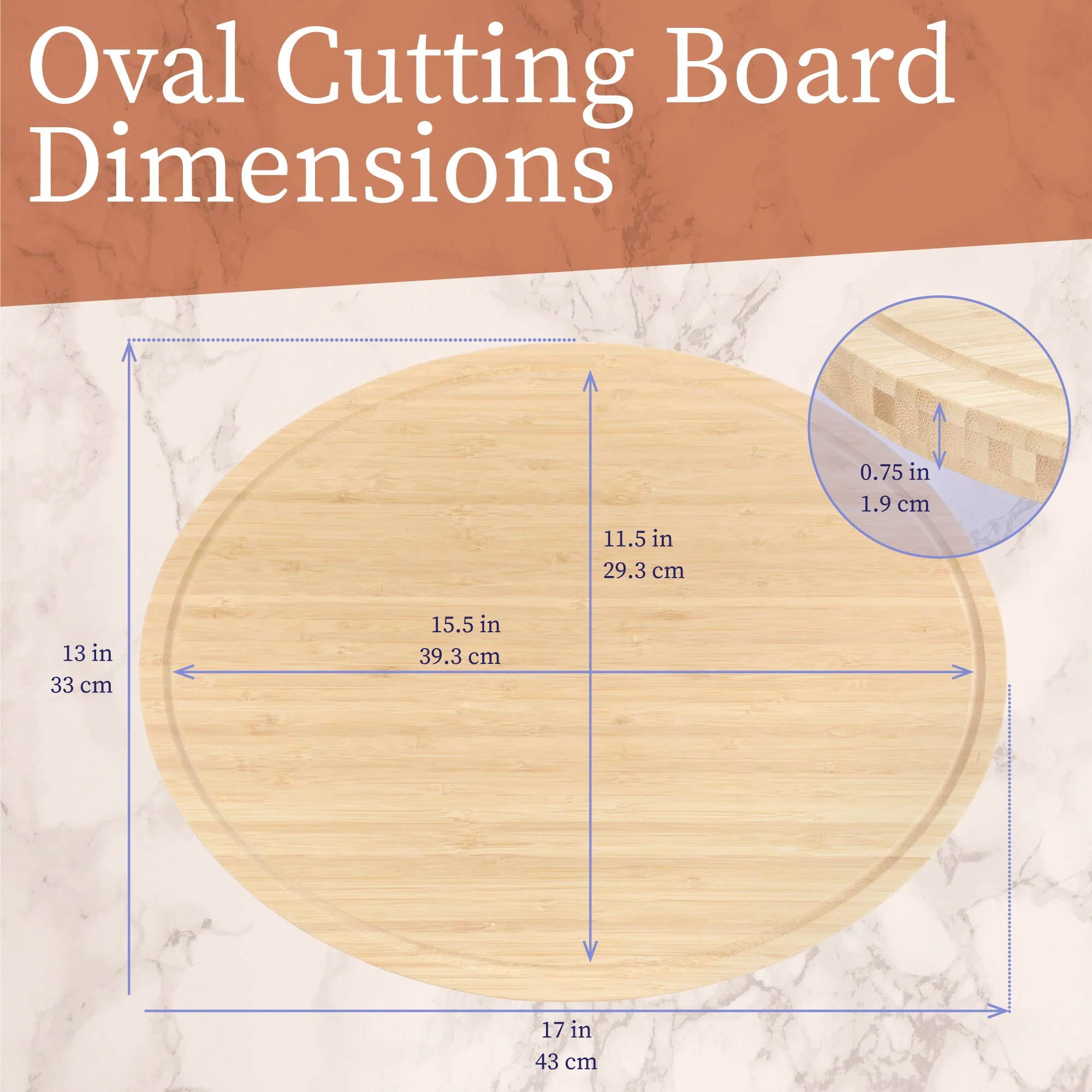 Grooved Oval Bamboo Cutting Board - Image 3