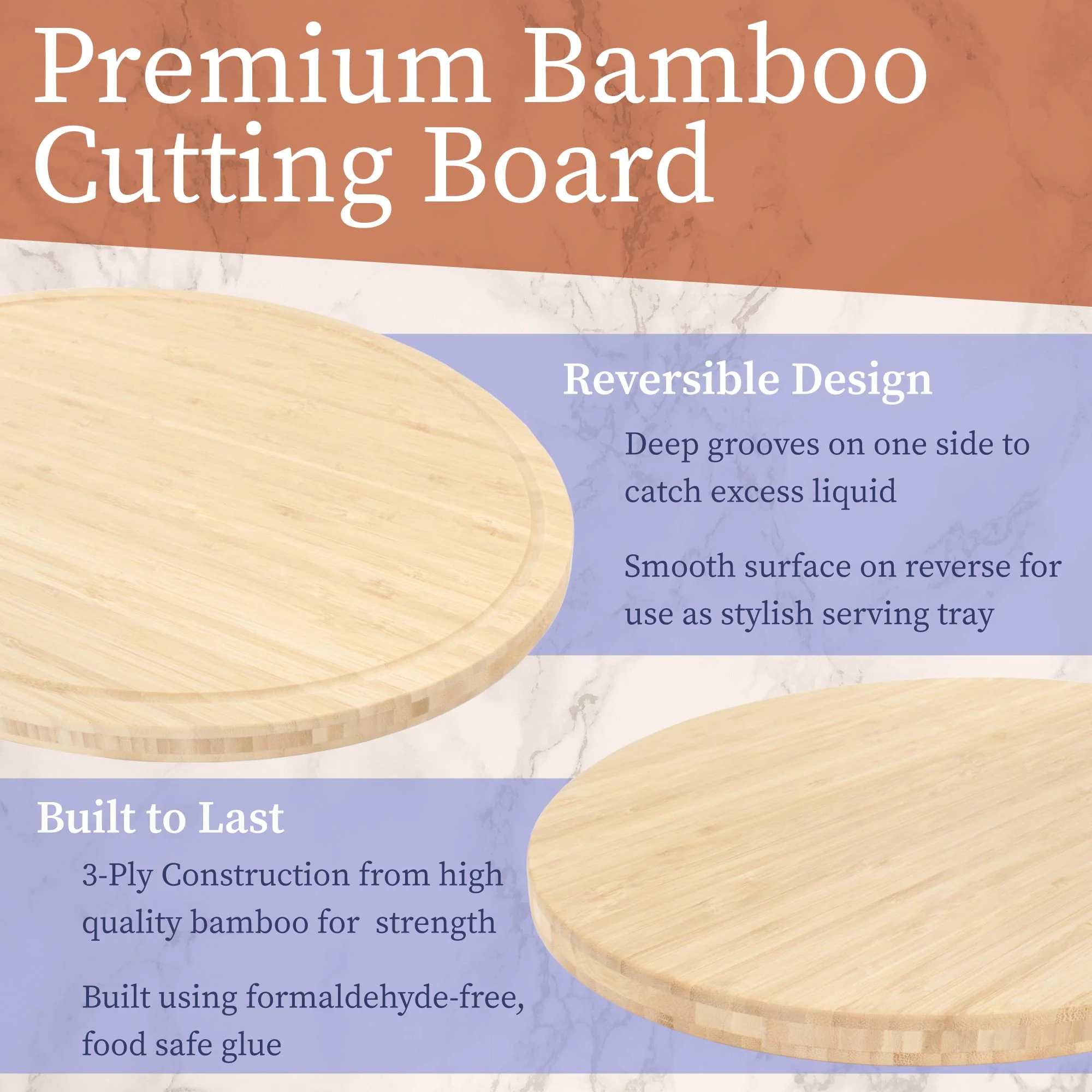 Grooved Oval Bamboo Cutting Board - Image 4