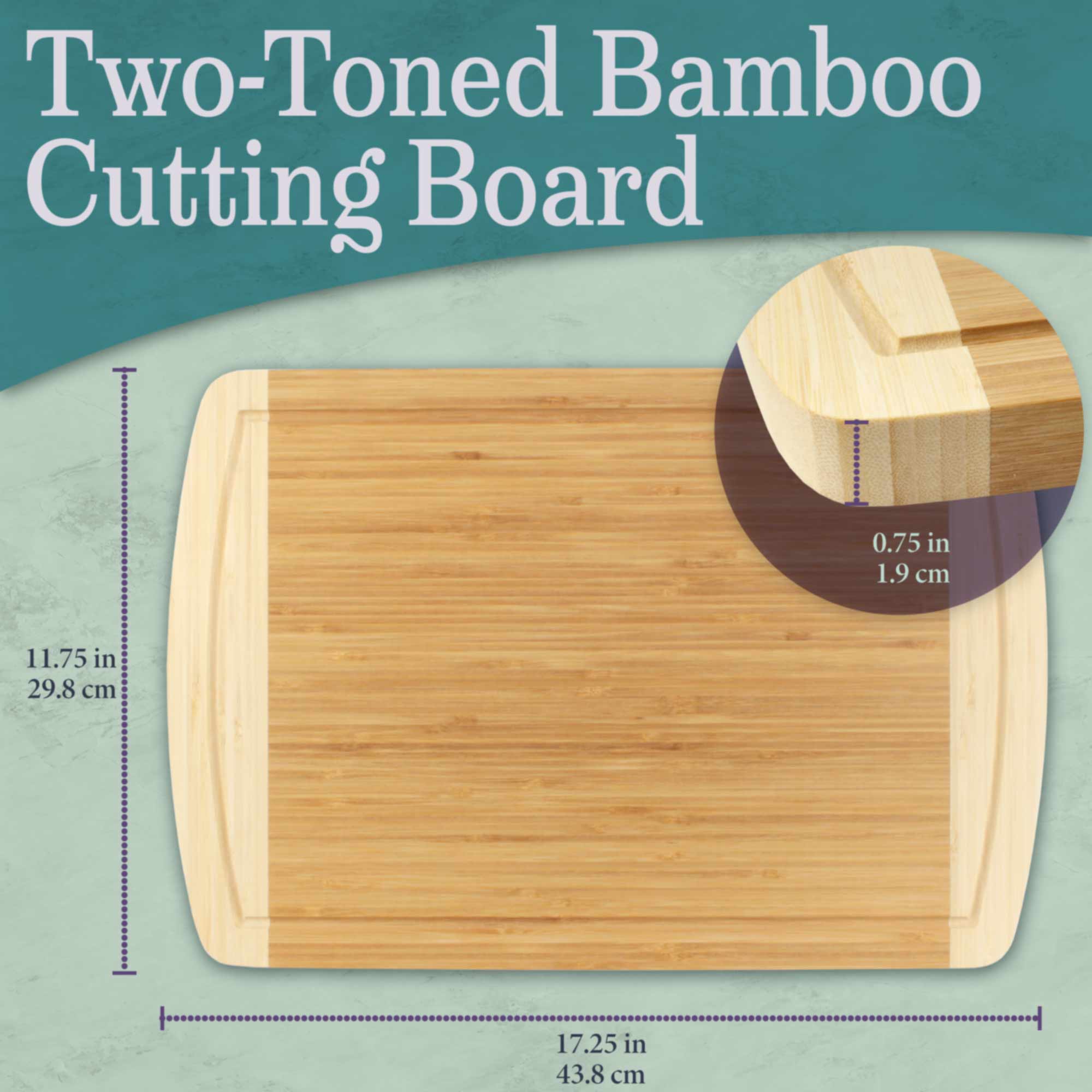 Grooved Two-Tone Bamboo Cutting Board 17.25" x 11.75" x 0.75" - Image 3
