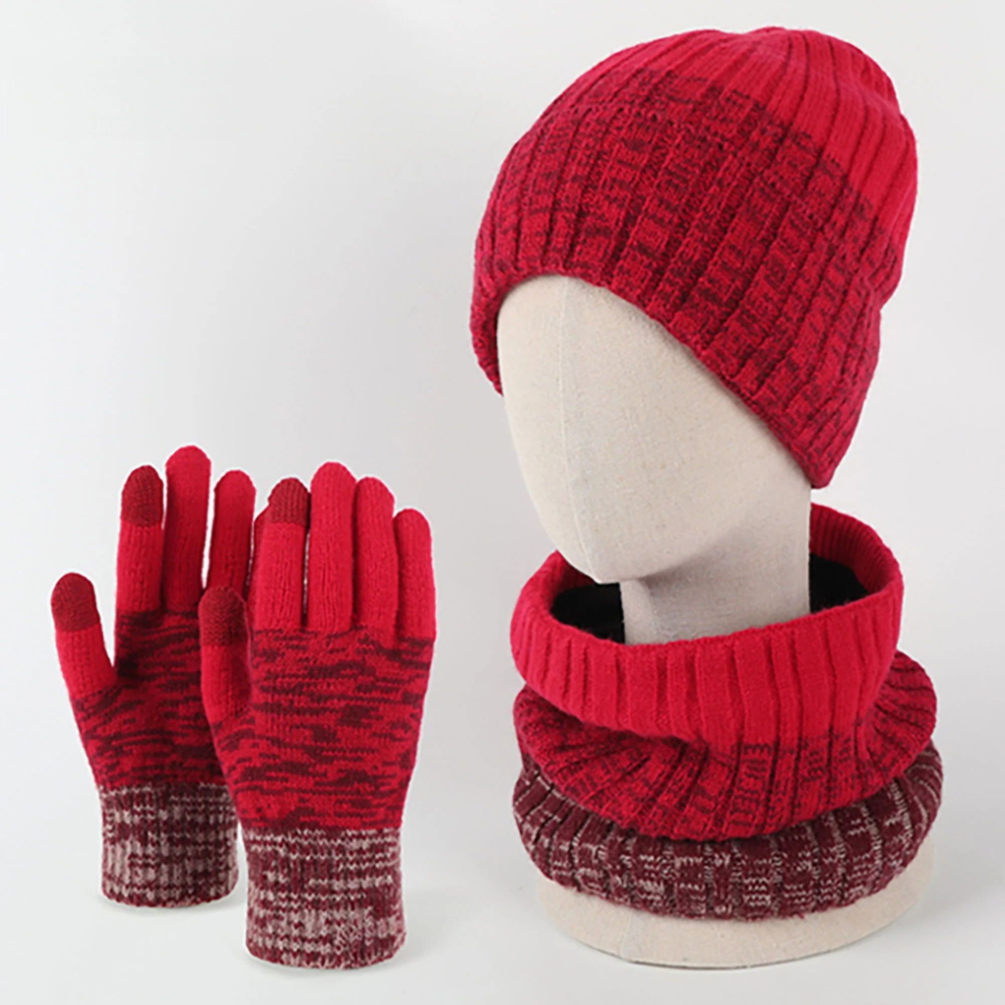 Unisex Winter Beanie, Infinity Scarf and Glove Set - Image 4