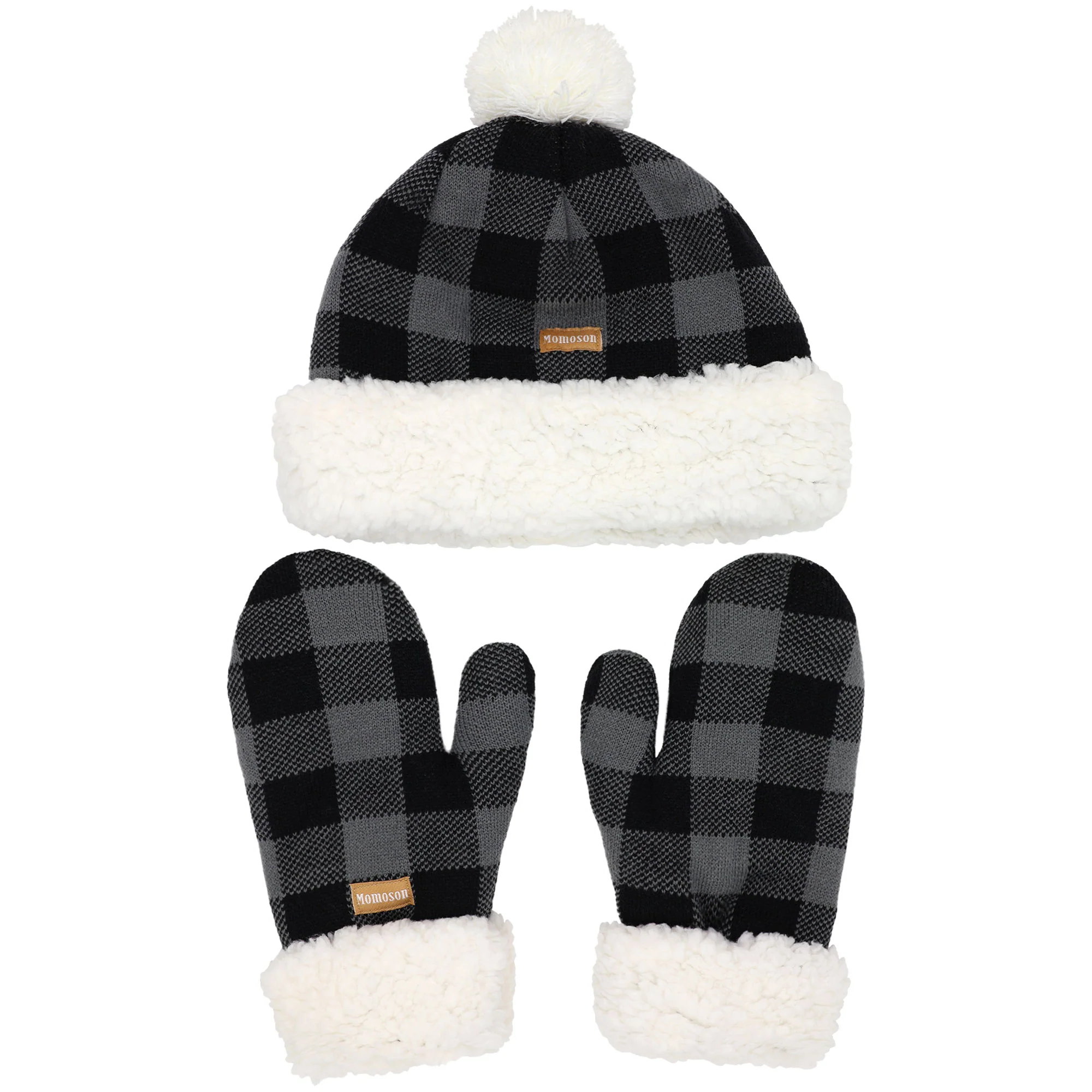 Women's Classic Winter Fleeced Pom Pom Hat and Mittens Set - Image 10