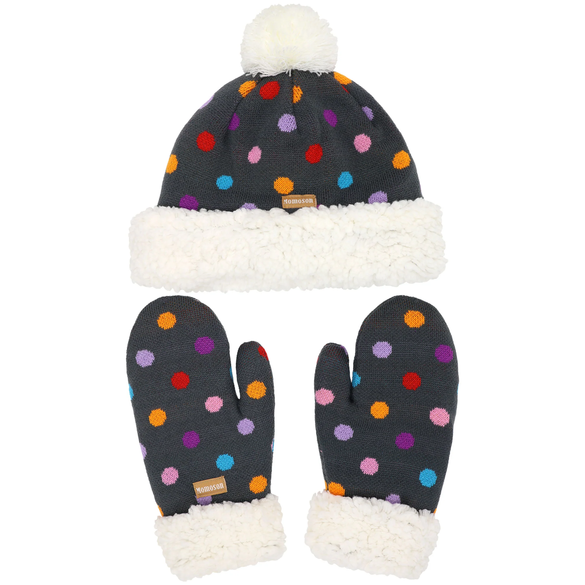 Women's Classic Winter Fleeced Pom Pom Hat and Mittens Set - Image 12
