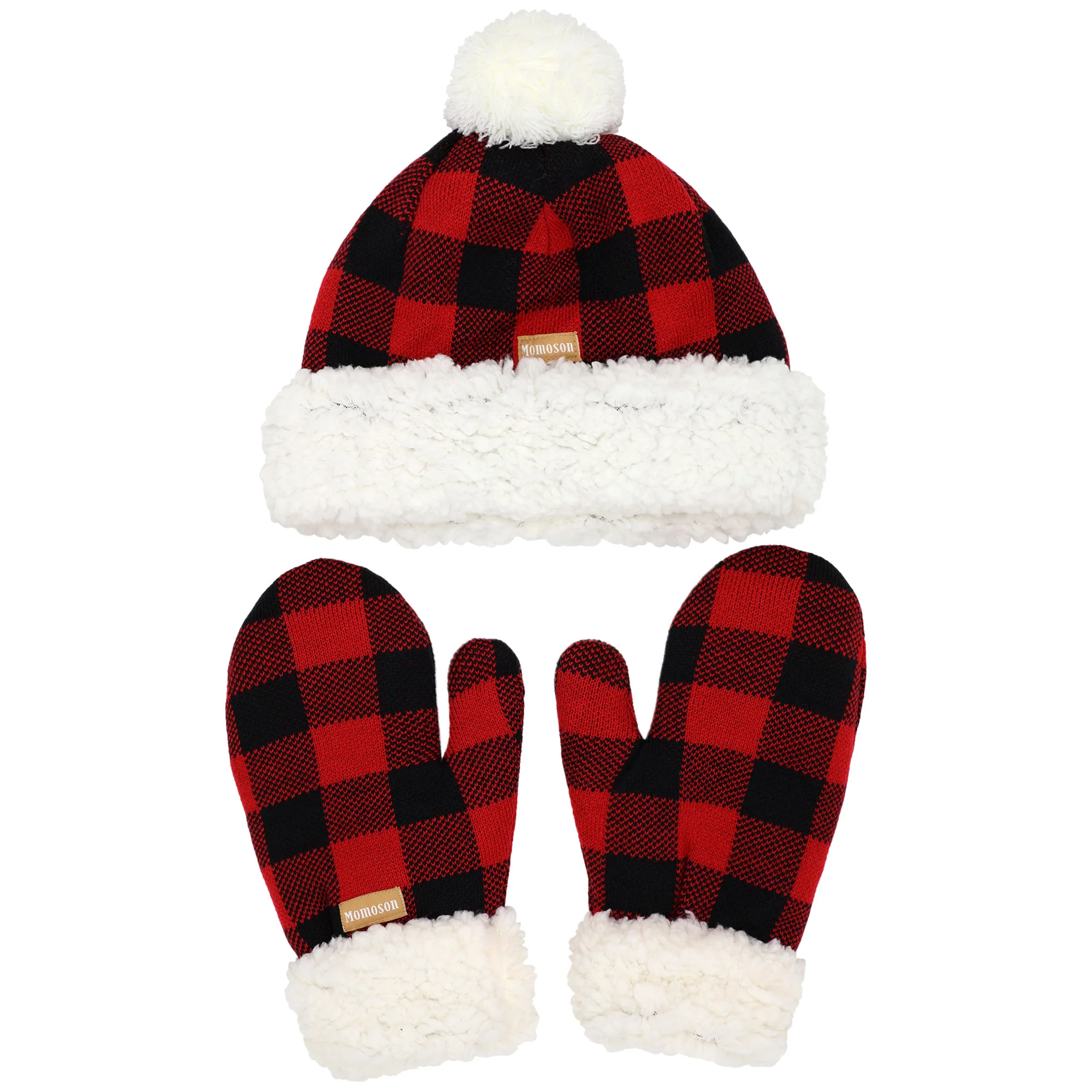 Women's Classic Winter Fleeced Pom Pom Hat and Mittens Set - Image 14