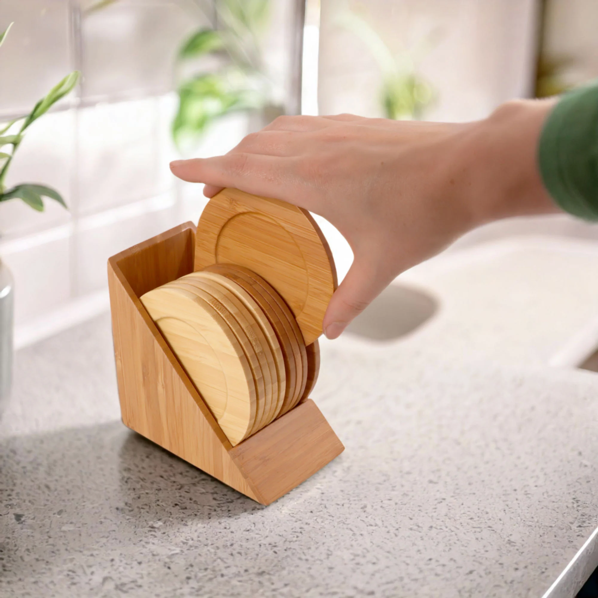 Round Coasters with Holder - Image 8