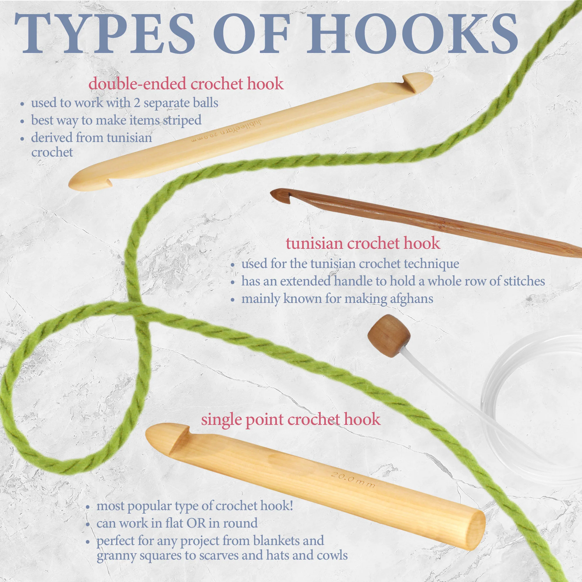 Jumbo Bamboo Crochet Hook - 3 Piece Set - Image 9