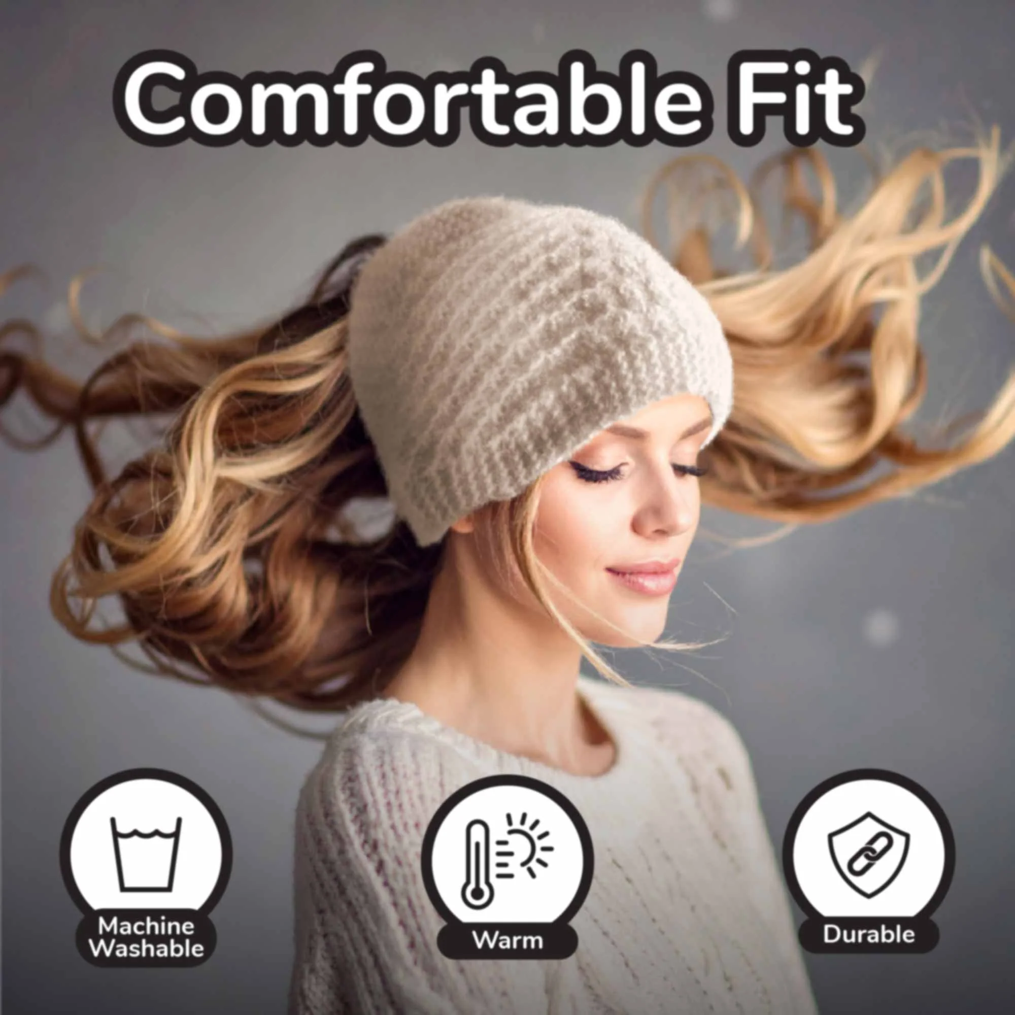 Women's Arctic Hues Knitted Headband with Ear Warmer  - Image 4