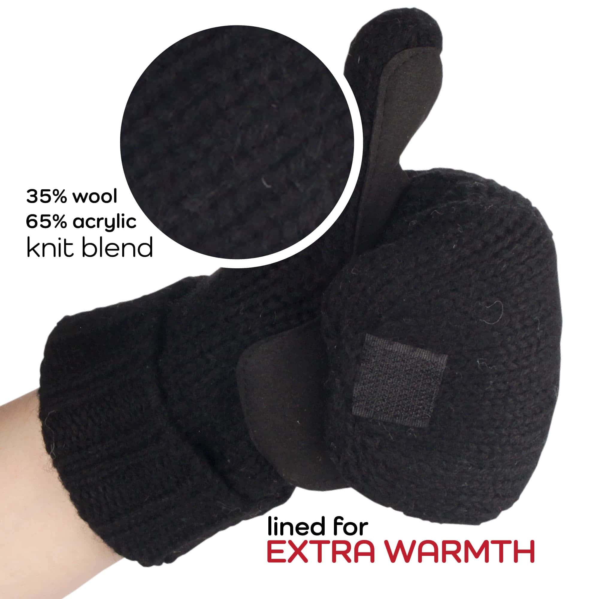 Wool Acrylic Knitted Winter Convertible Half Fingerless Glove Mittens Combo - Image 4