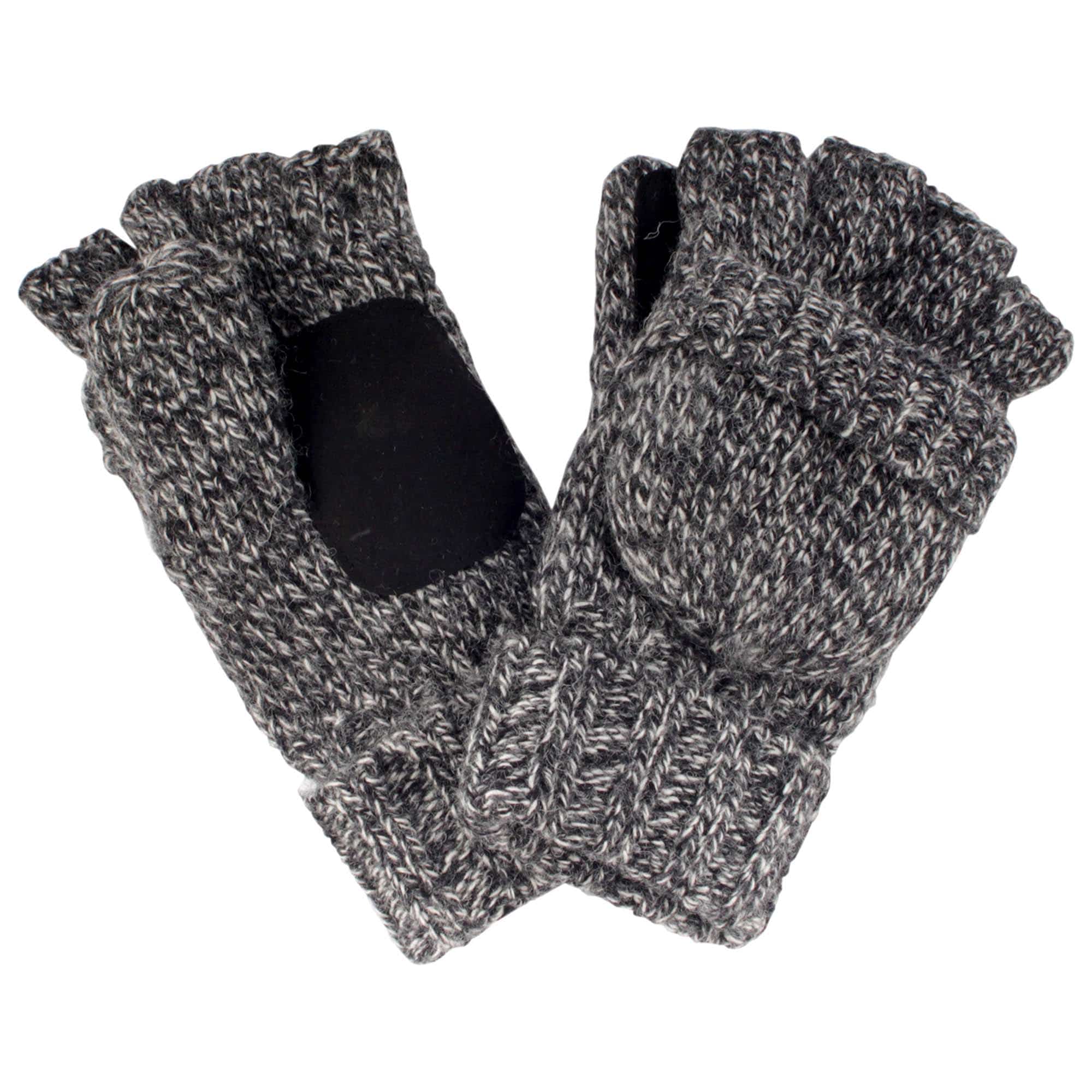 Wool Acrylic Knitted Winter Convertible Half Fingerless Glove Mittens Combo - Image 7