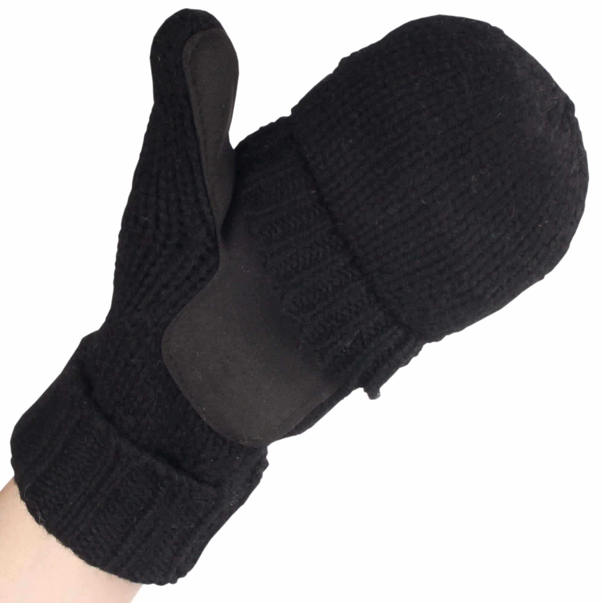 Wool Acrylic Knitted Winter Convertible Half Fingerless Glove Mittens Combo - Image 9