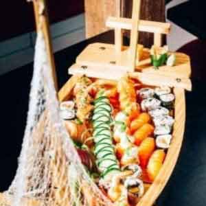 Large Wooden Sushi Display Serving Tray Boat - Image 5