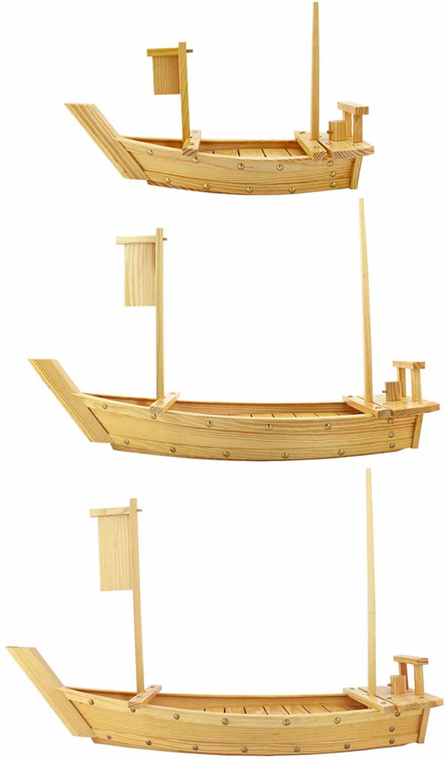 Large Wooden Sushi Display Serving Tray Boat - Image 7
