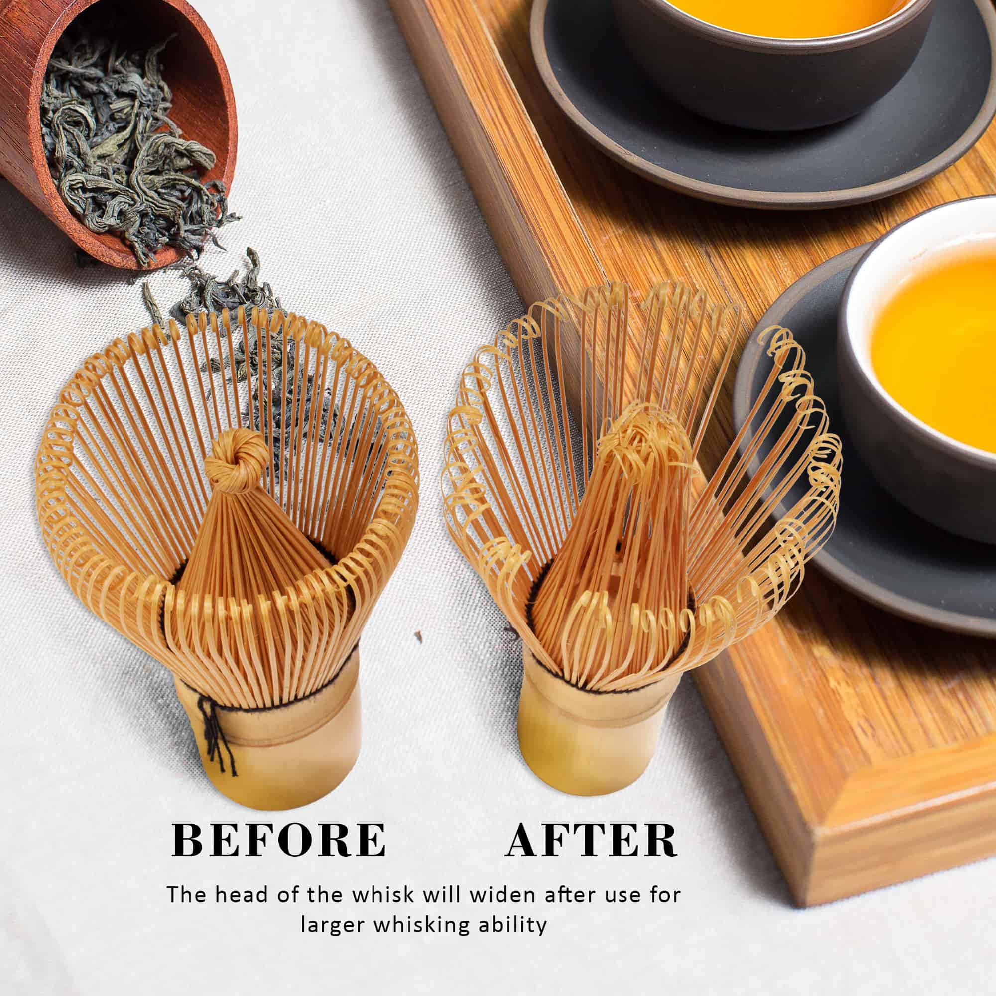 Skinny Golden Chasen + Tray + Chashaku + Tea Spoon - Image 4