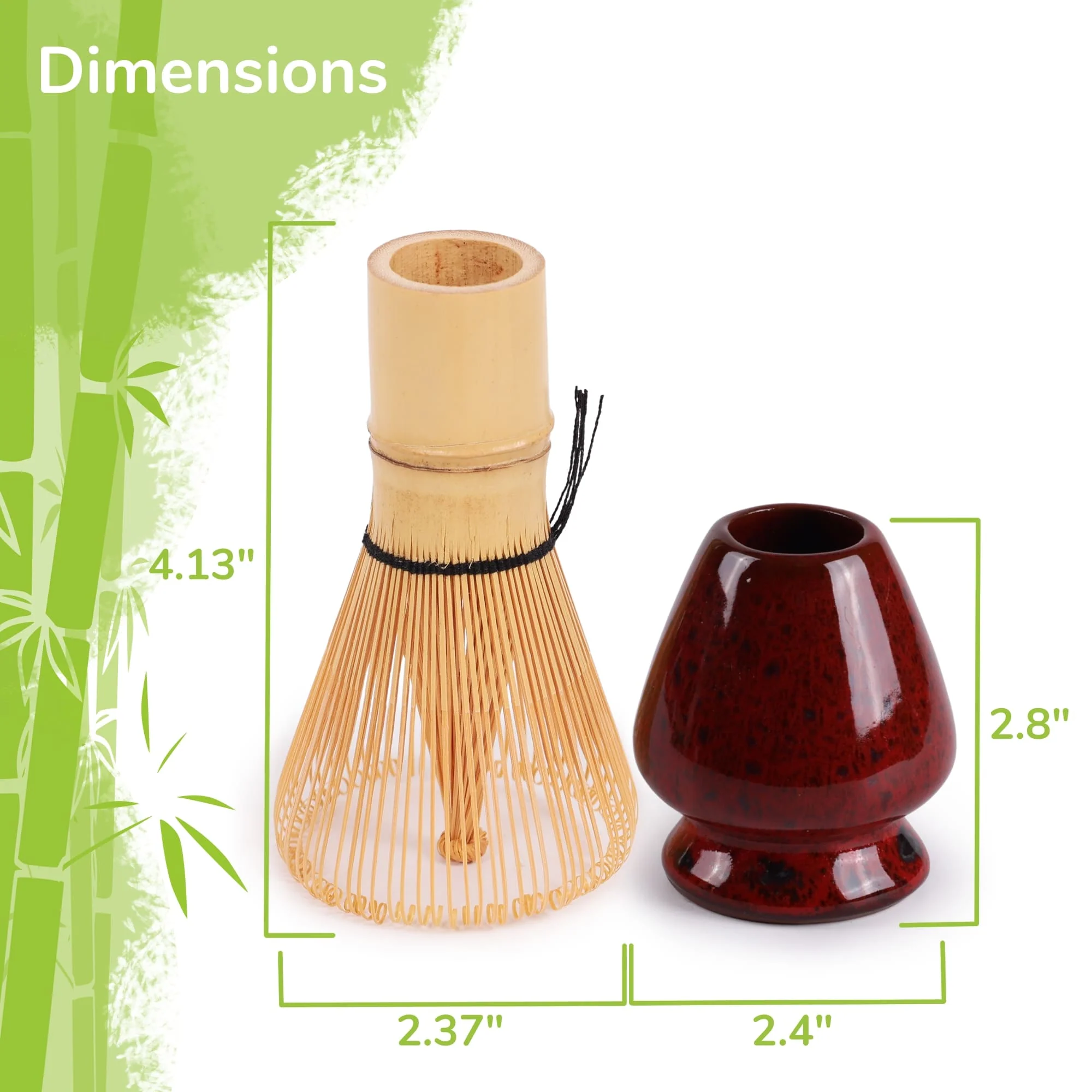 Matcha Tea Whisk Set - Bamboo Chasen and Whisk Holder Rest Set - Image 3