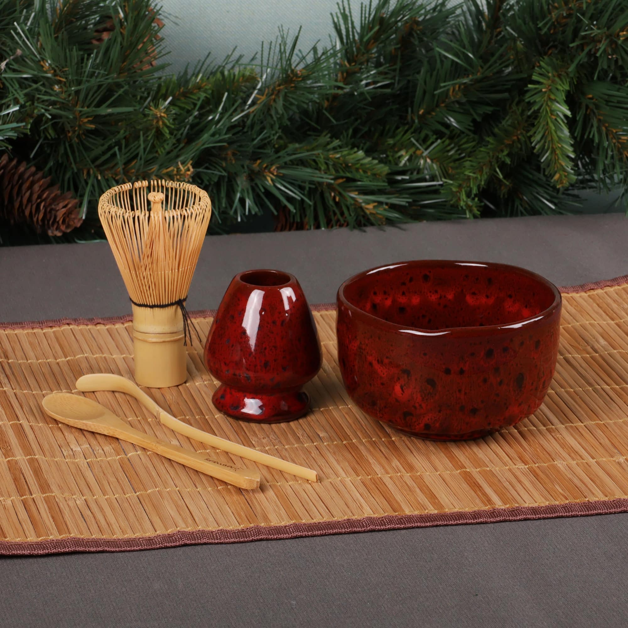 Matcha Bowl, Rest, Tea Whisk, Chashaku, & Tea Spoon Set - Image 3