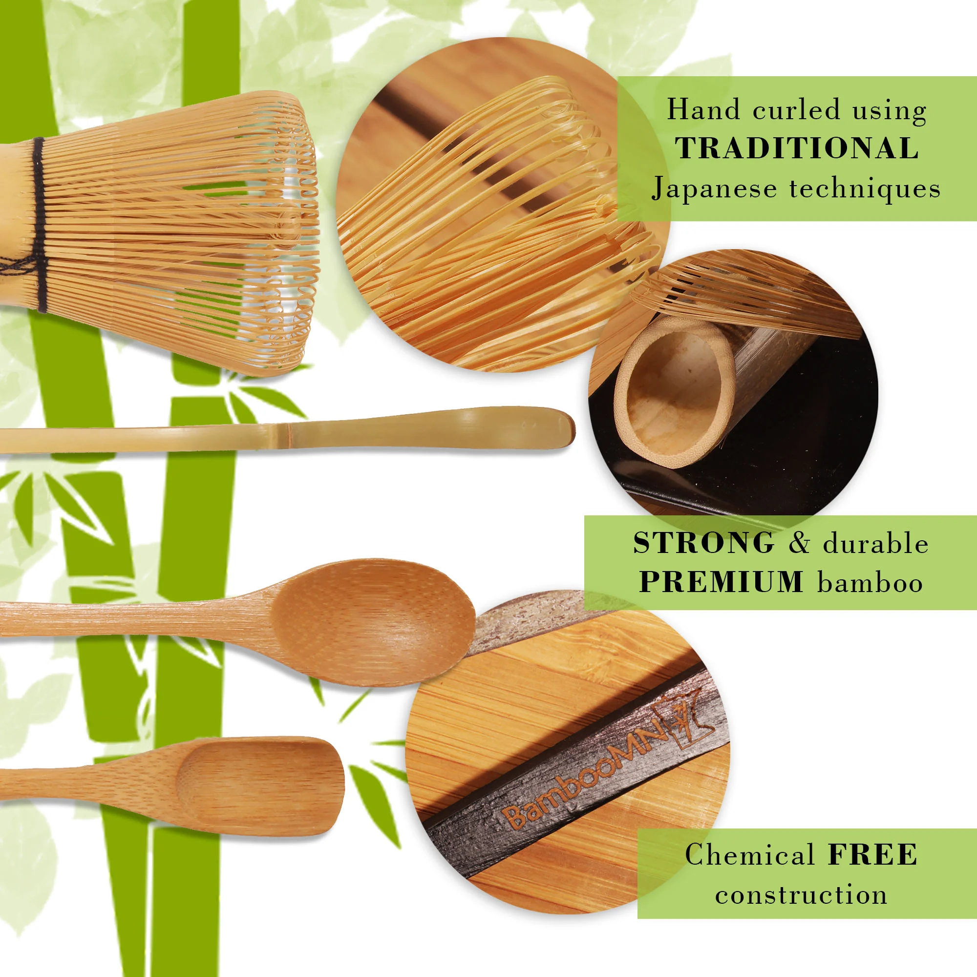 Matcha Green Tea Whisk Set - Whisk + Scoop + Tea Spoon + Whisk Holder - Image 6