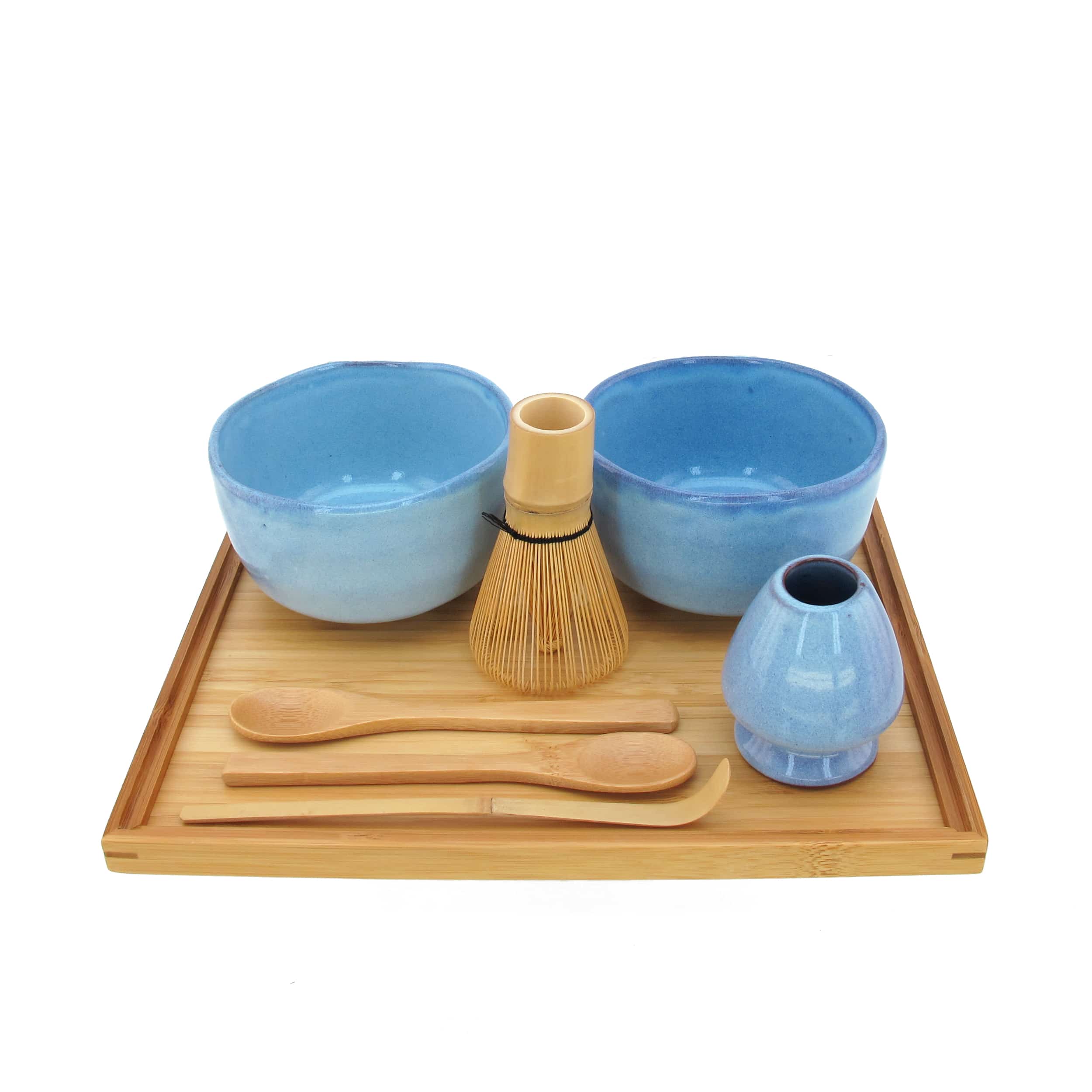 Matcha Bowl Set with 2 Bowls, Tea Whisk, Rest, Tray, 2 Teaspoons and Chashaku - Image 4