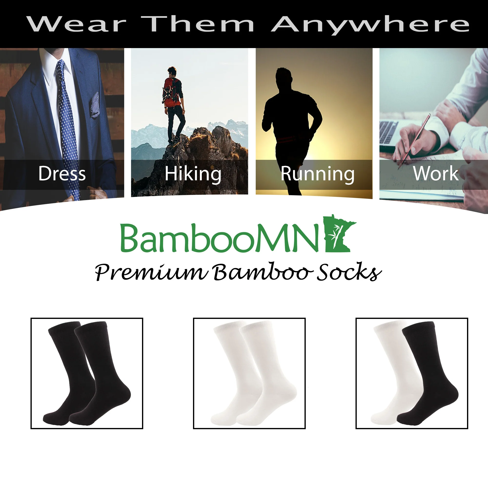Men's Bamboo Mid-Calf Socks: 8 Pairs - Image 6