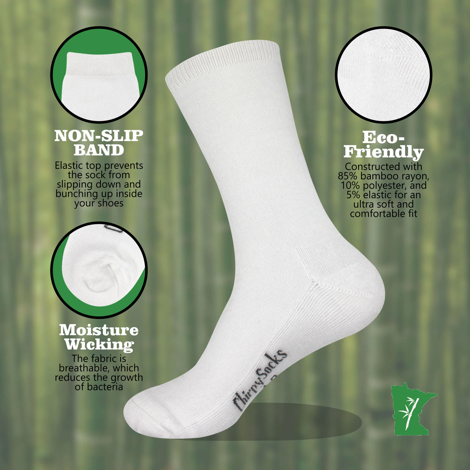 Men's Bamboo Thin with Thick Sole Socks: 4 Pairs - Image 3
