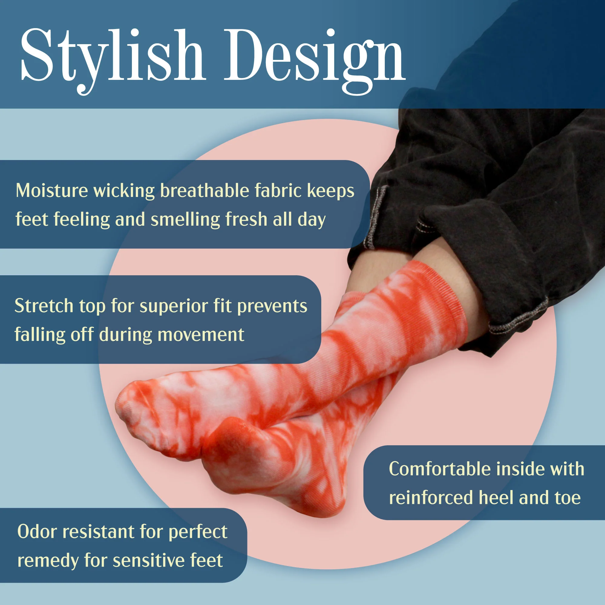 Men's Bamboo Tie Dye Crew Socks: 4 Pairs - Image 3