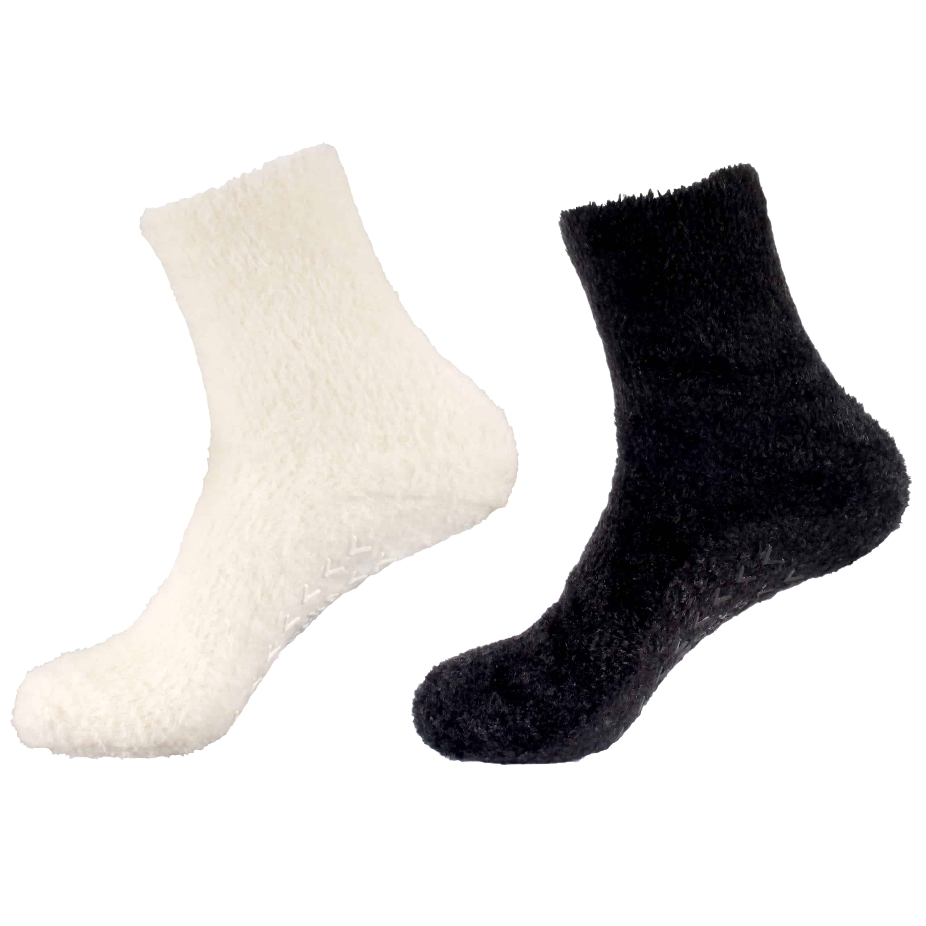 Men's Fuzzy Featherlight Socks with Grips - 4 Pairs