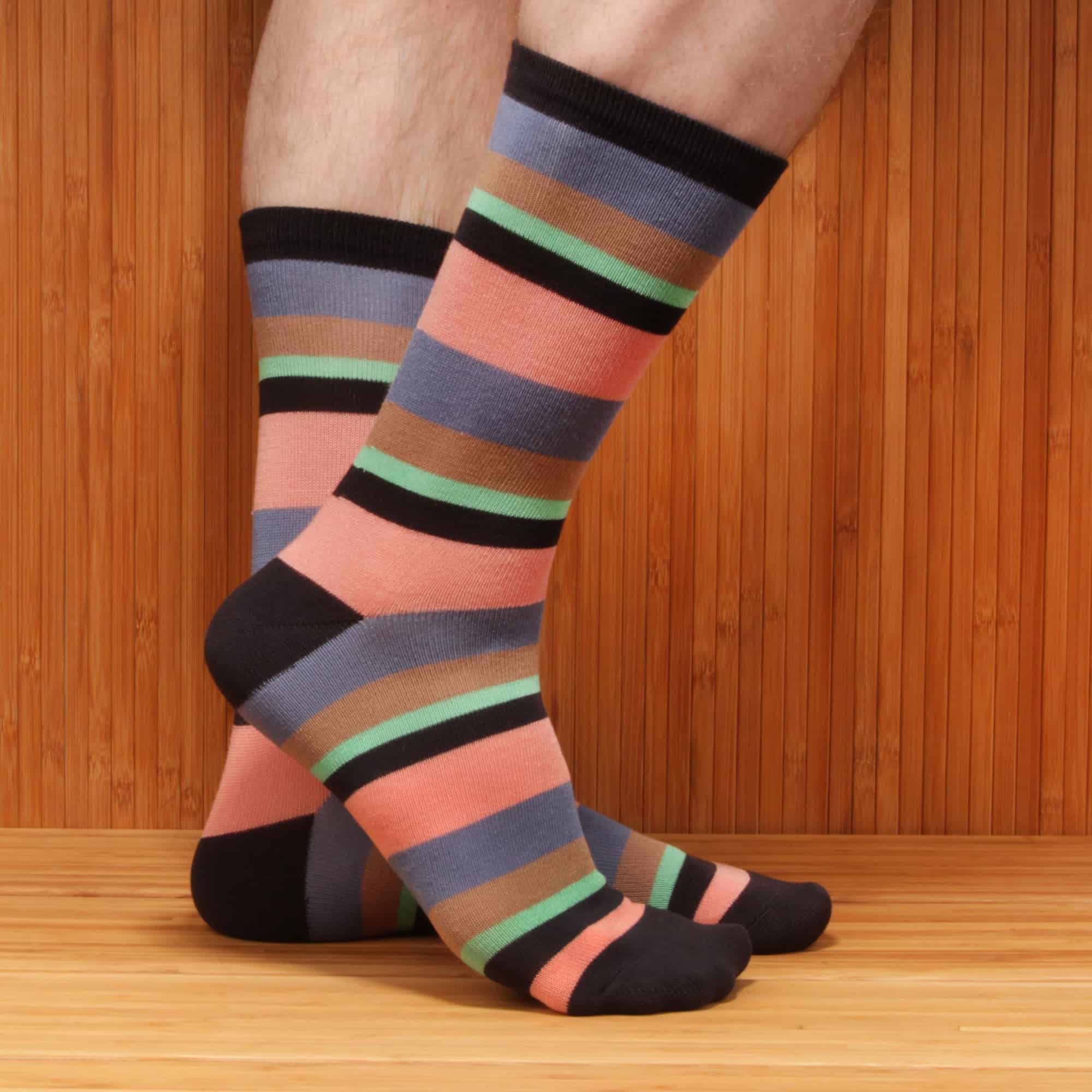 Men's Rayon from Bamboo Fiber Stripe Socks: 6 Pairs - Image 7