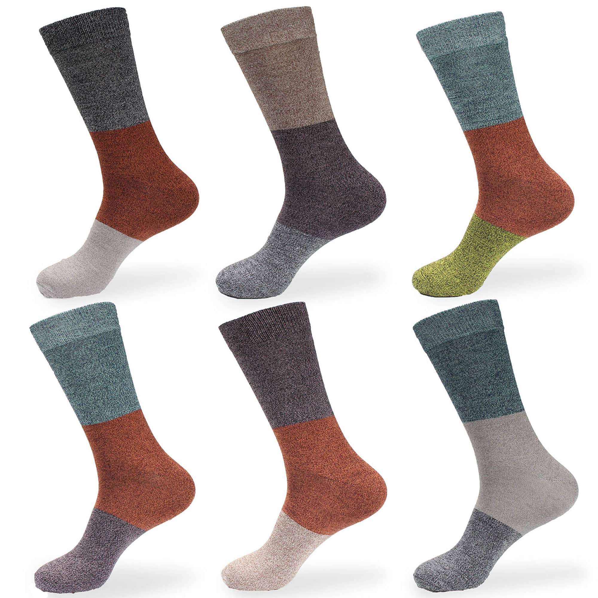 Men's Bamboo Vintage Casual Crew 3 Color Stripe Socks