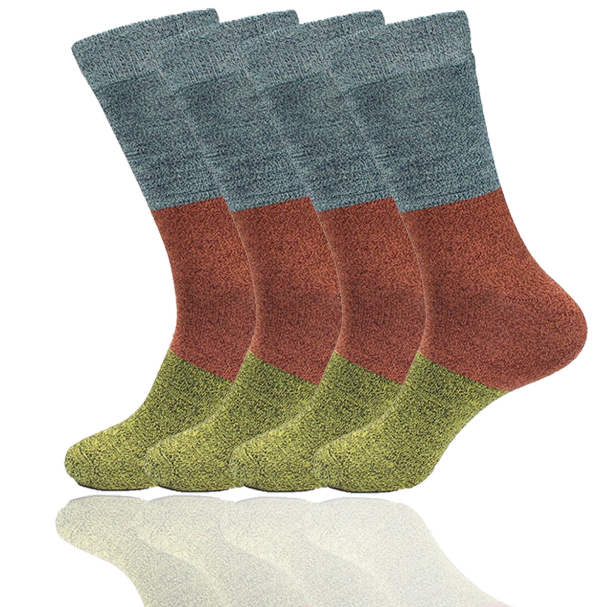 Men's Bamboo Vintage Casual Crew 3 Color Stripe Socks - Image 11