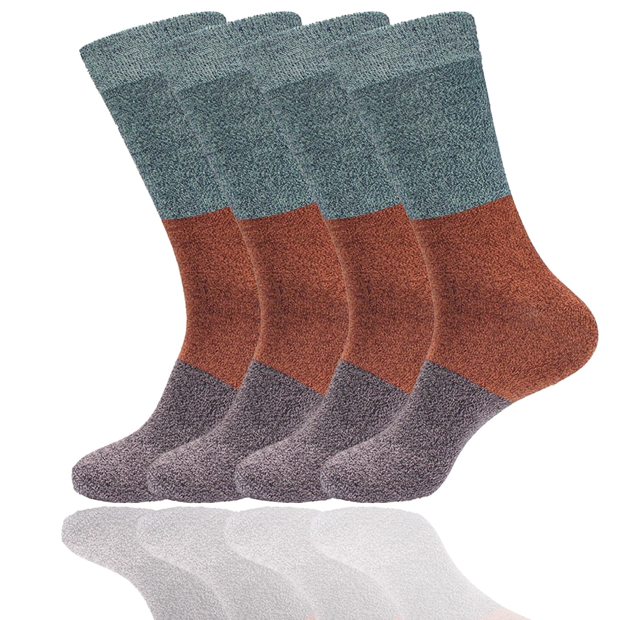 Men's Bamboo Vintage Casual Crew 3 Color Stripe Socks - Image 12