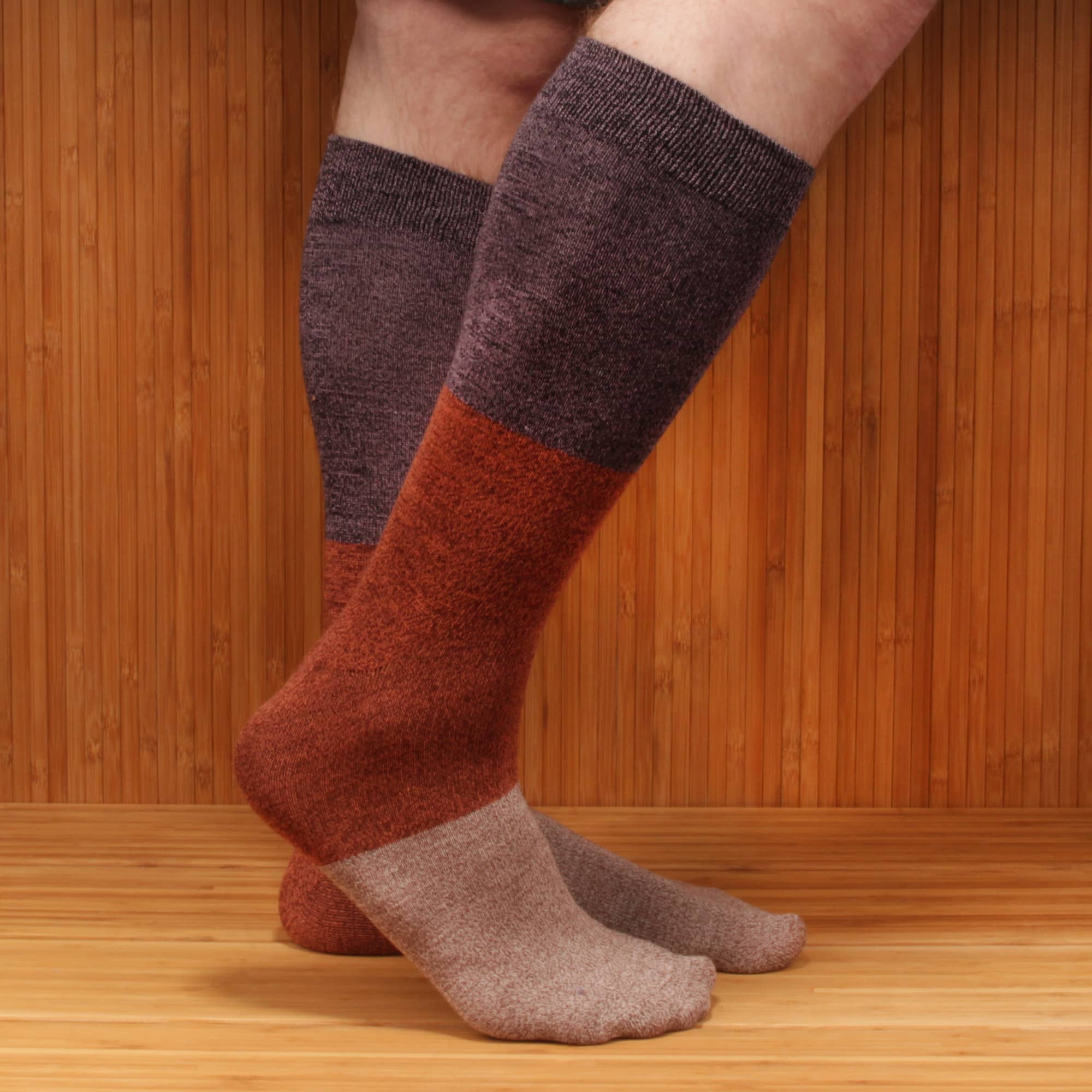 Men's Bamboo Vintage Casual Crew 3 Color Stripe Socks - Image 5