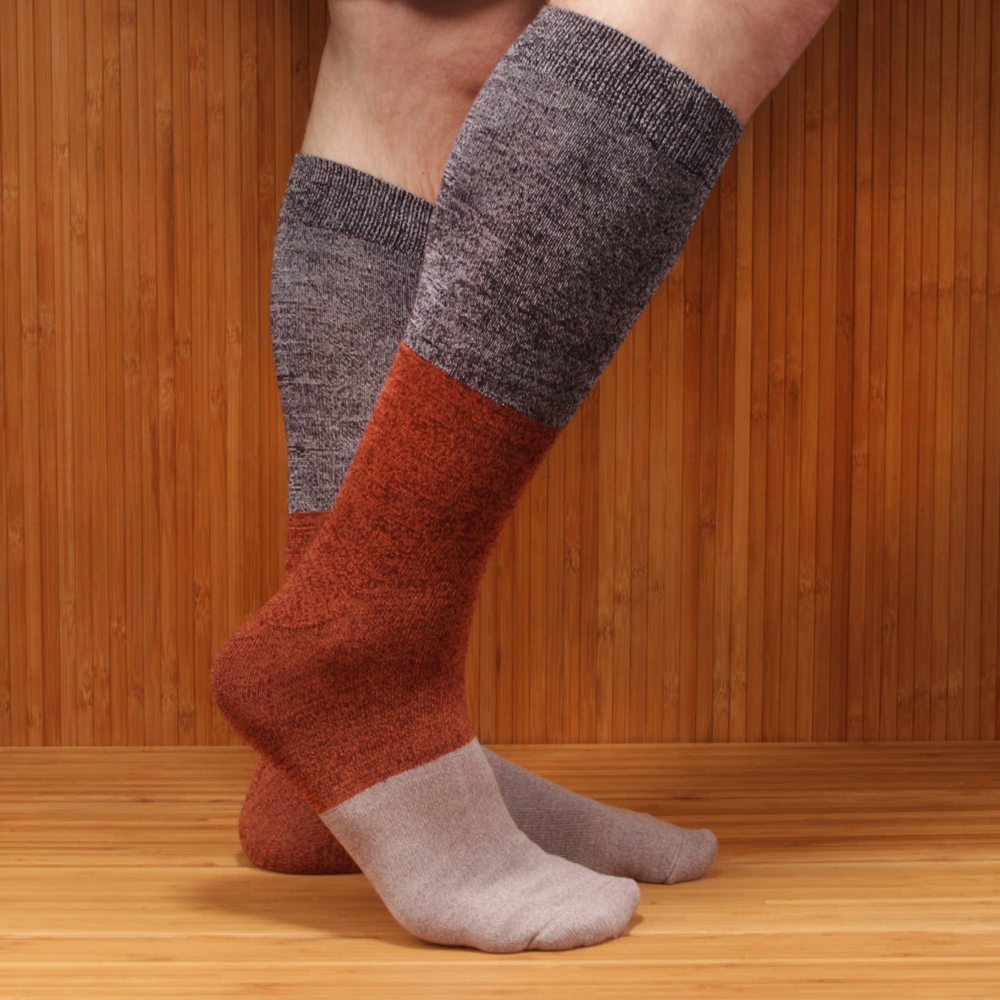 Men's Bamboo Vintage Casual Crew 3 Color Stripe Socks - Image 6