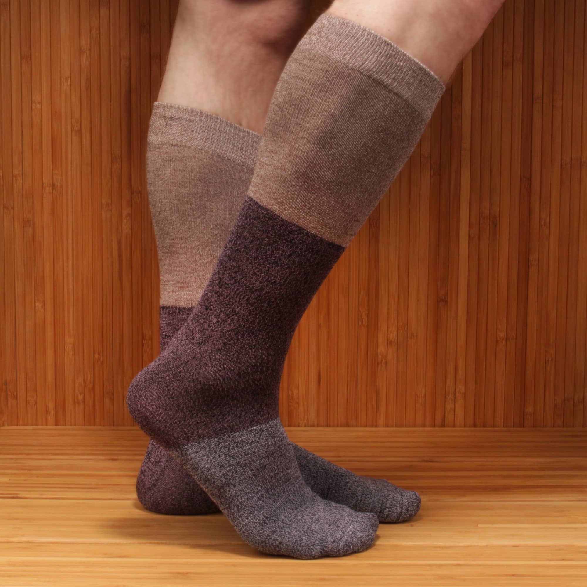 Men's Bamboo Vintage Casual Crew 3 Color Stripe Socks - Image 7