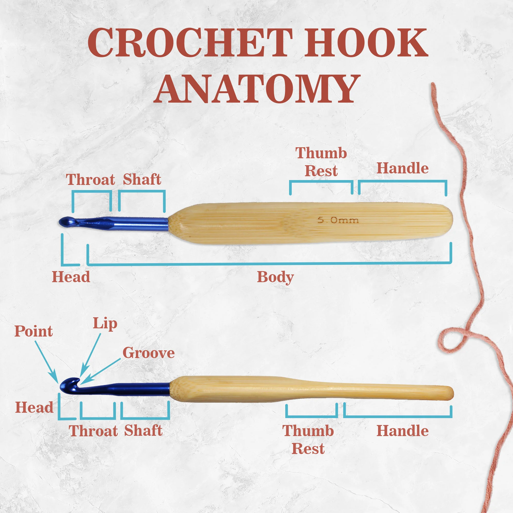Steel Crochet Hooks w/ Bamboo Handle - 2 Piece Sets - Image 4