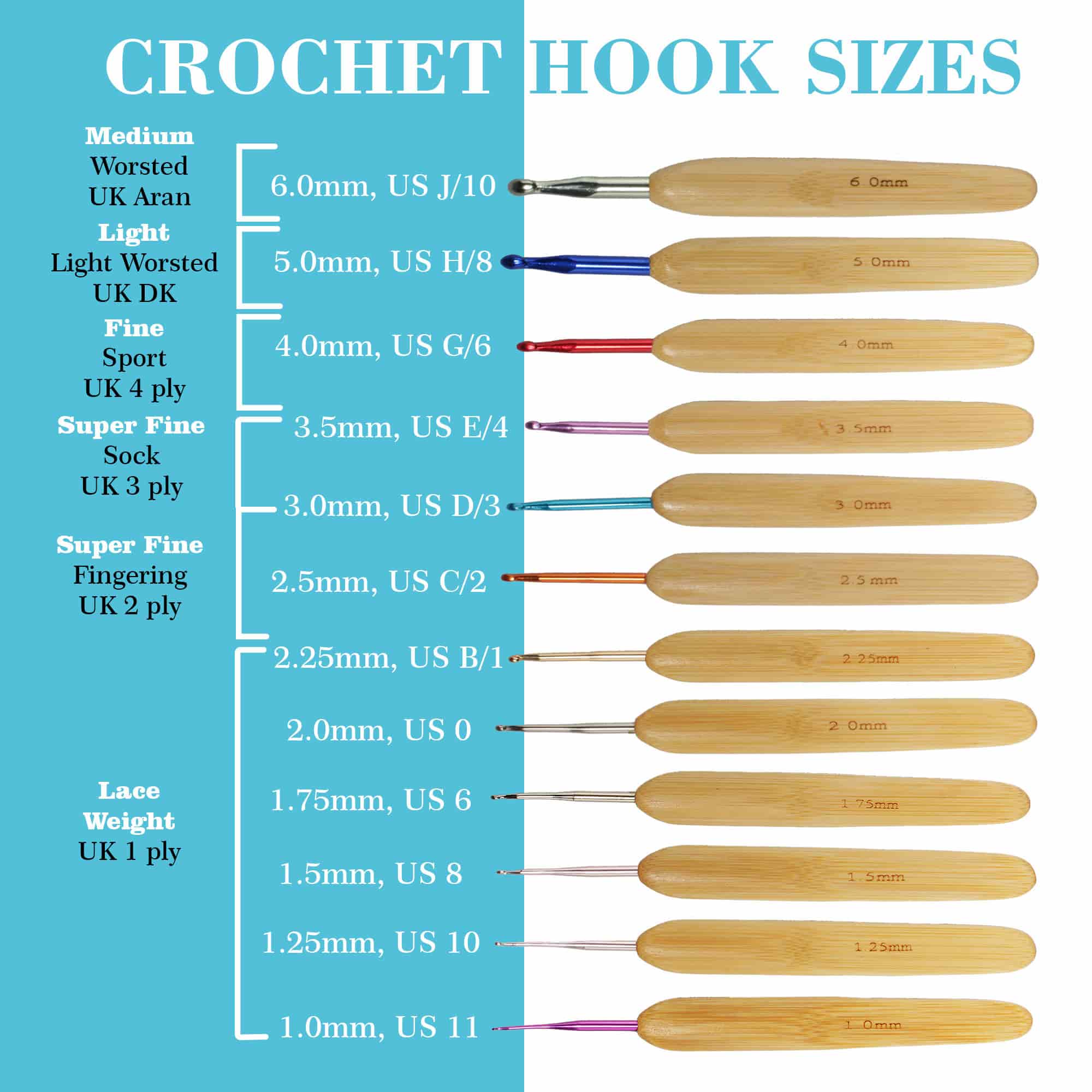 12pc Steel Bamboo Crochet Hook Sets - Image 5